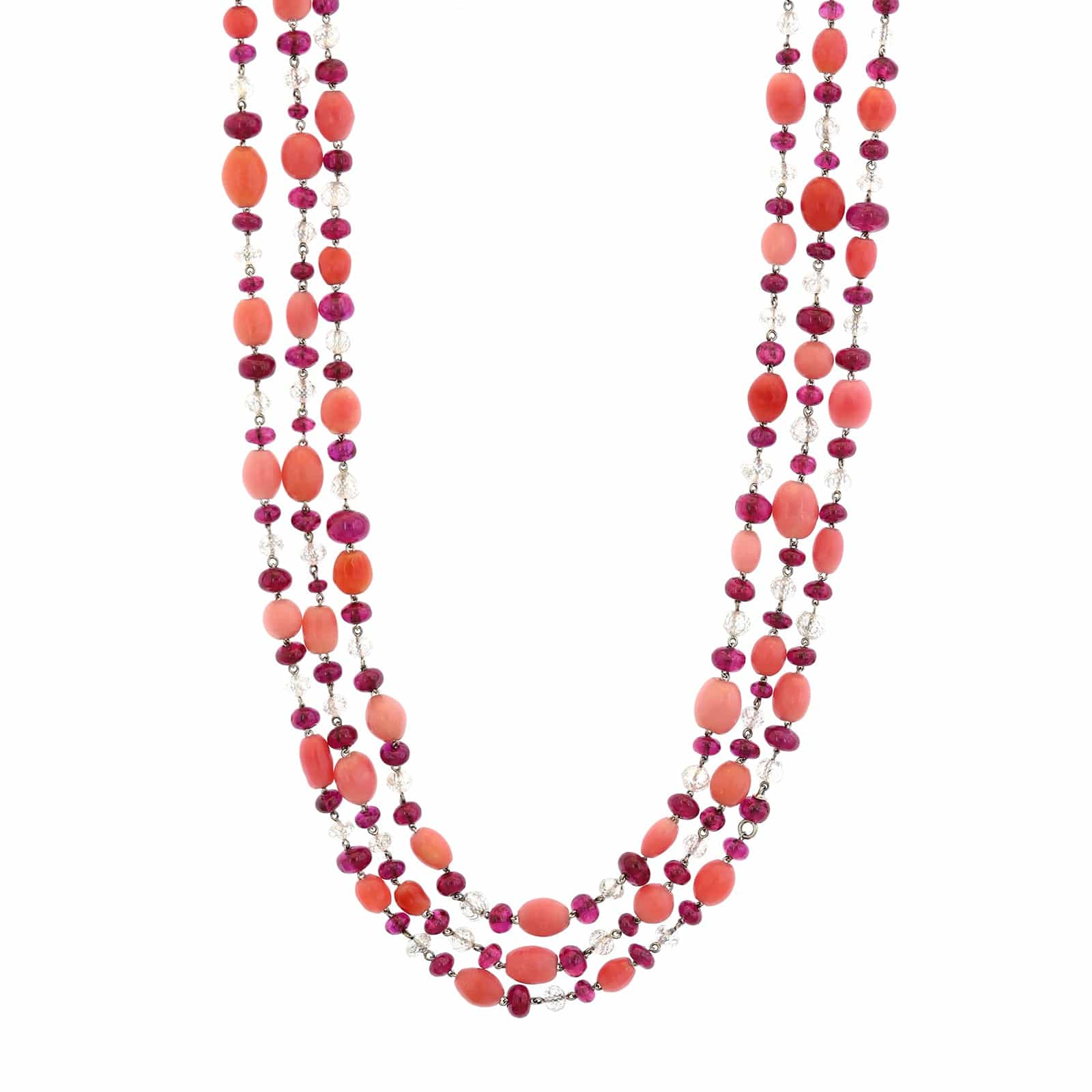 Eclat Jewels Platinum Pink Conch Pearls and Diamond Briolettes Necklace - Image 5