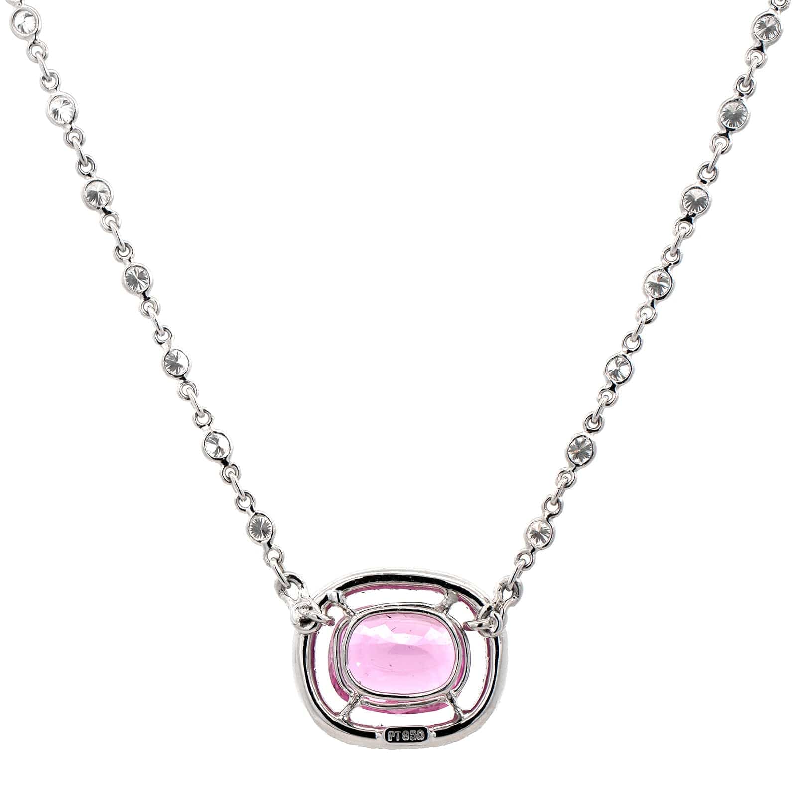 Eclat Jewels Platinum Pink Sapphire and Diamond Pendant Necklace - Image 2
