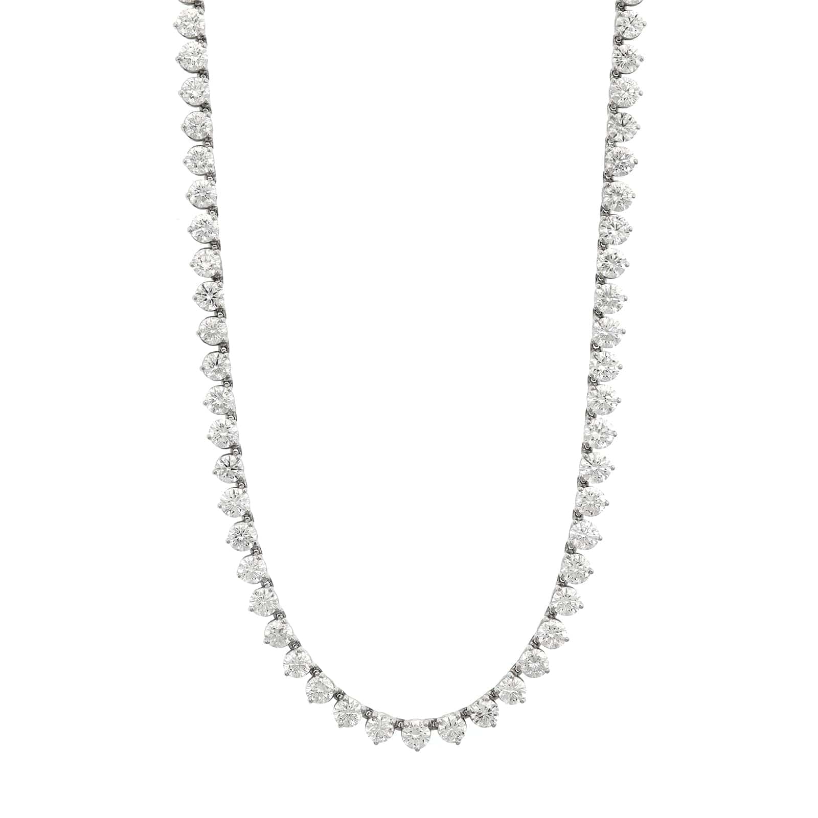 Eclat Jewels Platinum Round Diamond Tennis Necklace