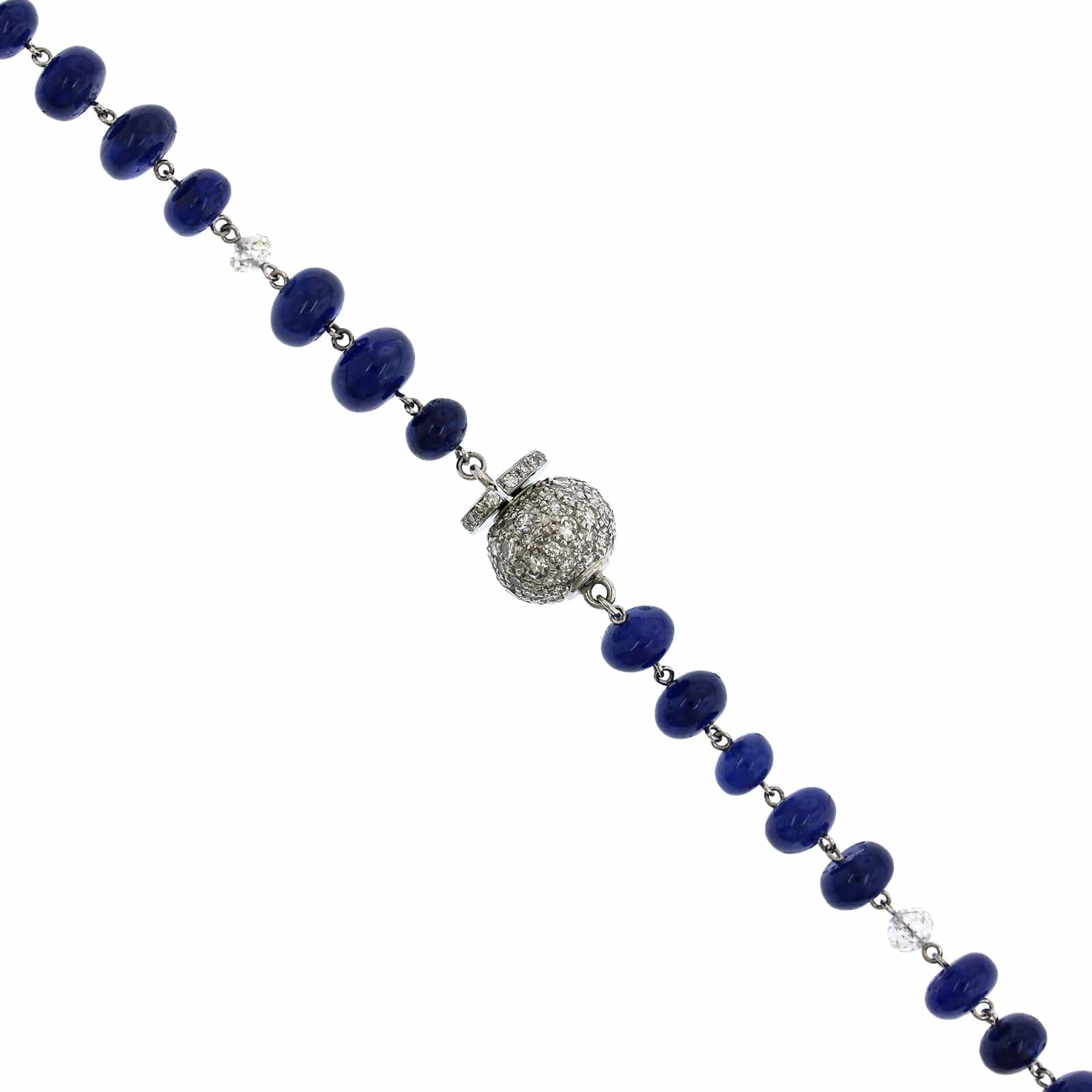 Eclat Jewels Platinum Sapphire and Diamond Bead Necklace - Image 2