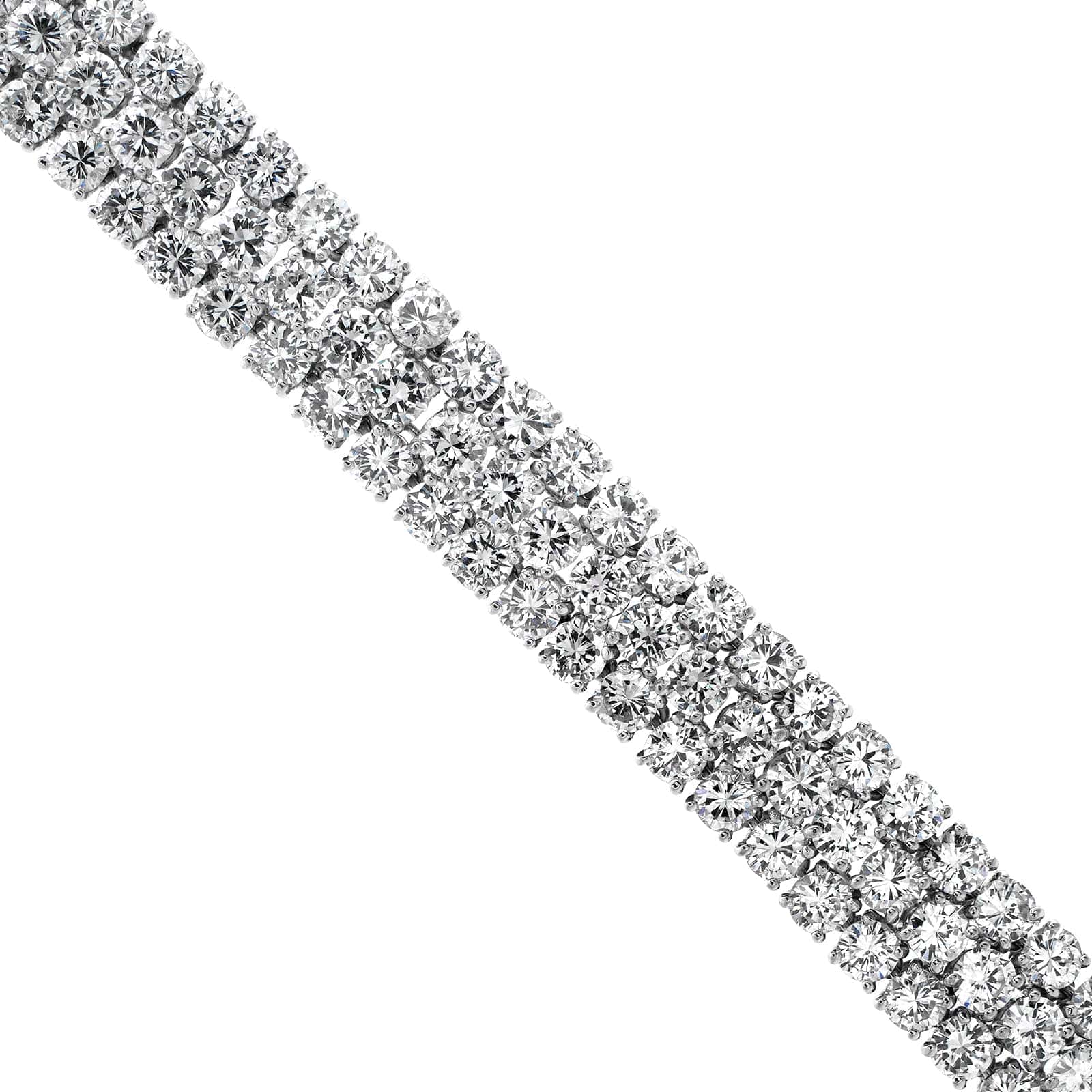 Eclat Jewels Platinum Three Row Diamond Bracelet - Image 2
