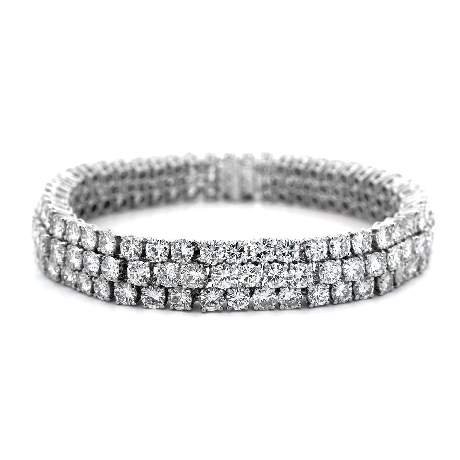 Eclat Jewels Platinum Three Row Diamond Bracelet - Image 4