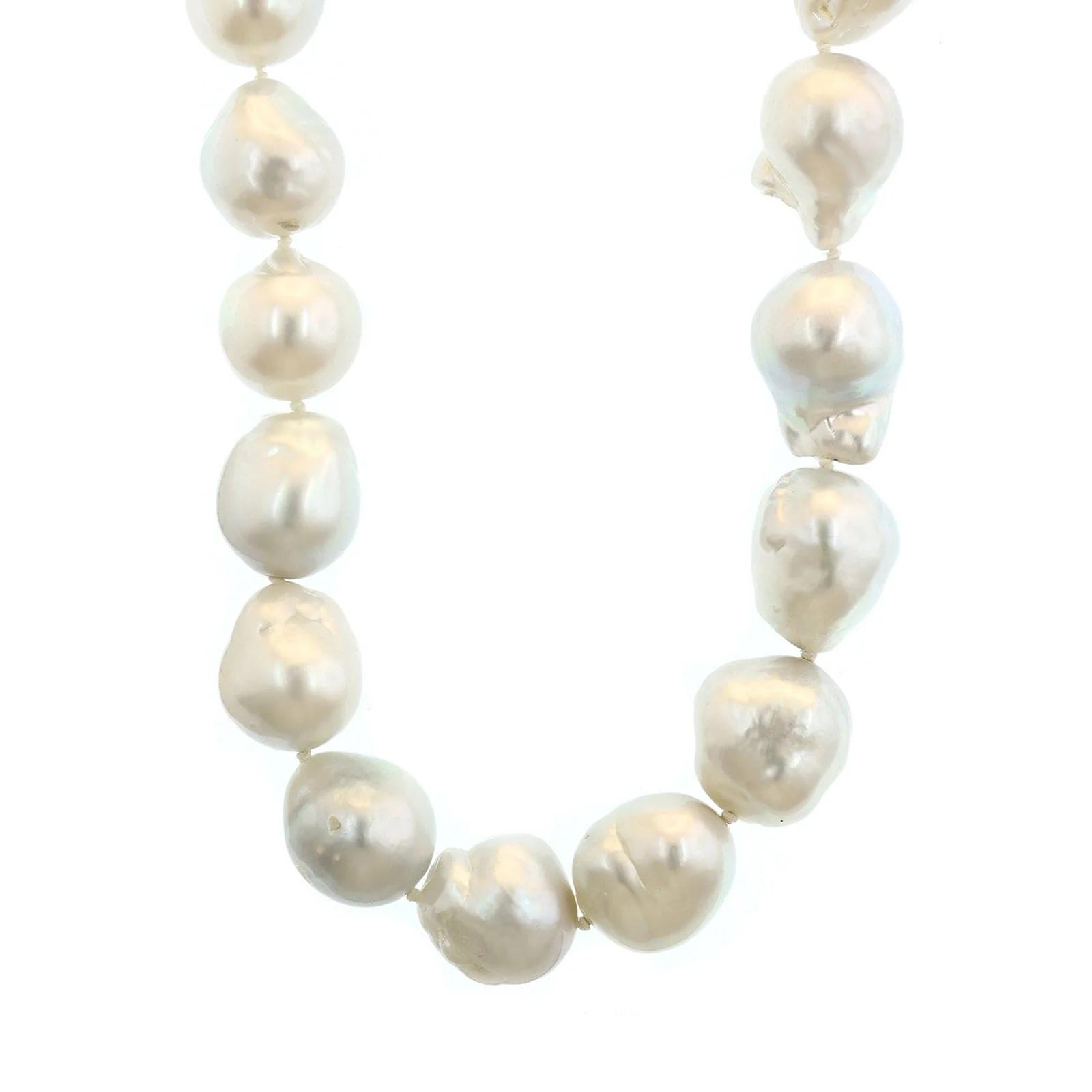 Eclat Jewels Platinum White South Sea Pearl and Diamond Baroque Necklace
