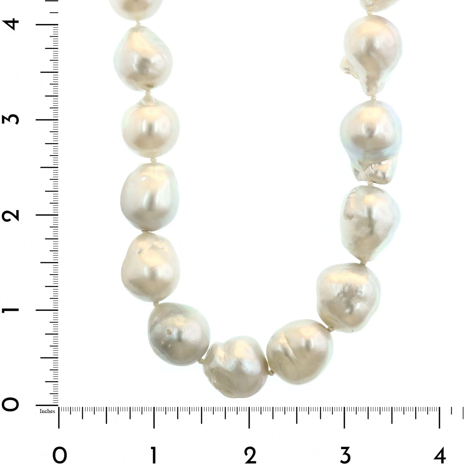 Eclat Jewels Platinum White South Sea Pearl and Diamond Baroque Necklace - Image 4