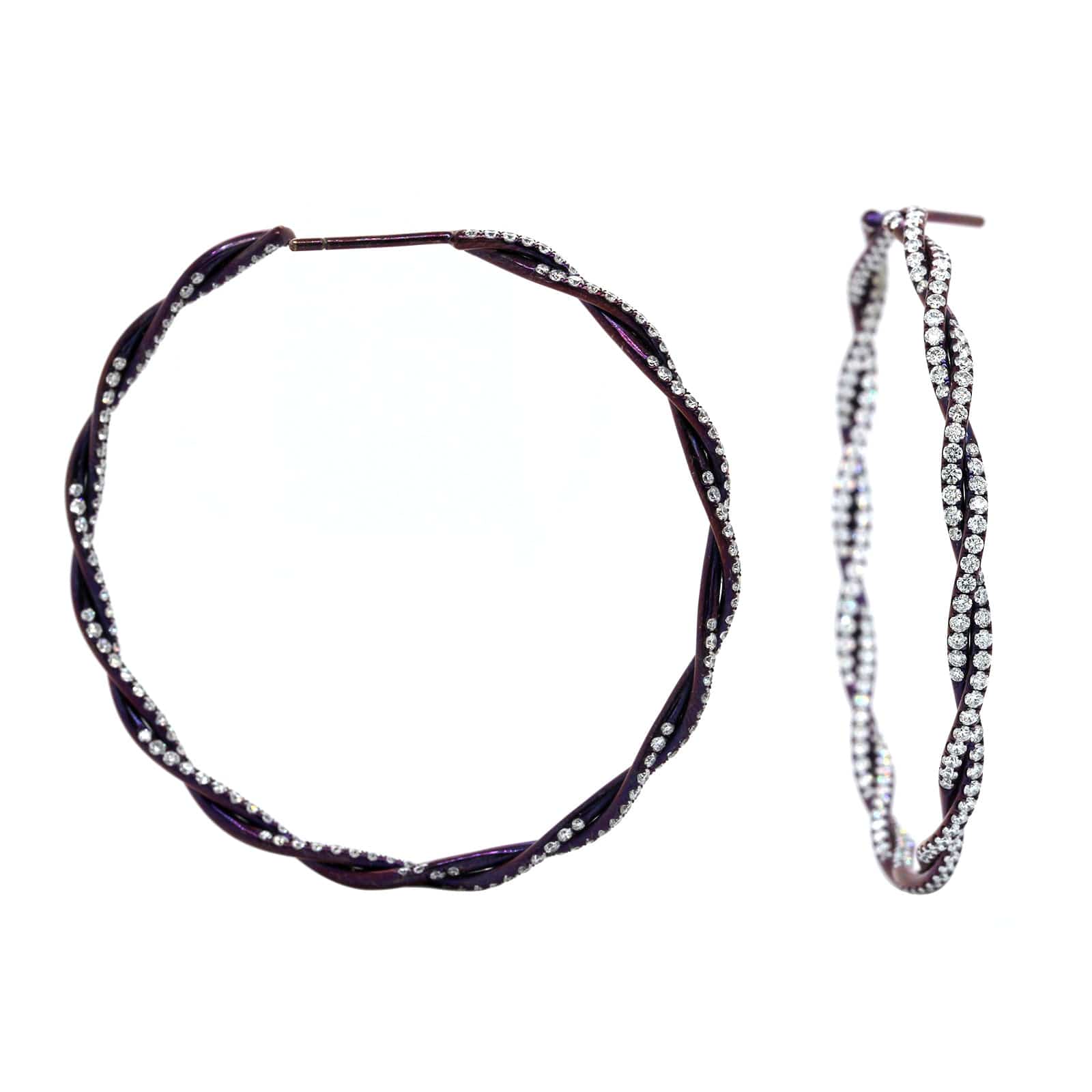 Eclat Jewels Titanium Twist Diamond Hoop Earrings - Image 4