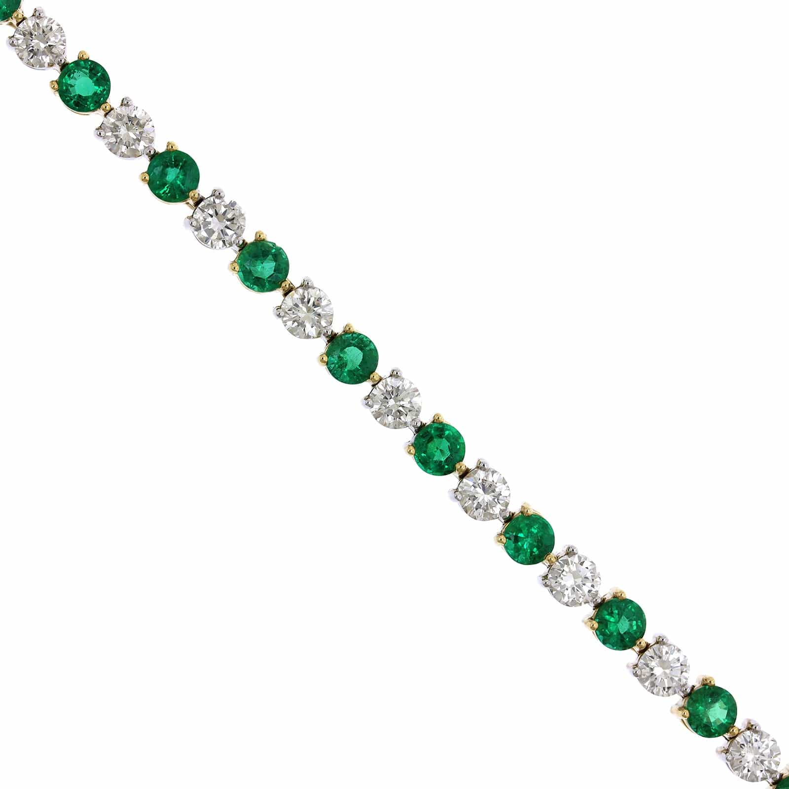 18K Yellow and White Gold Emerald and Diamond Bracelet - Image 2
