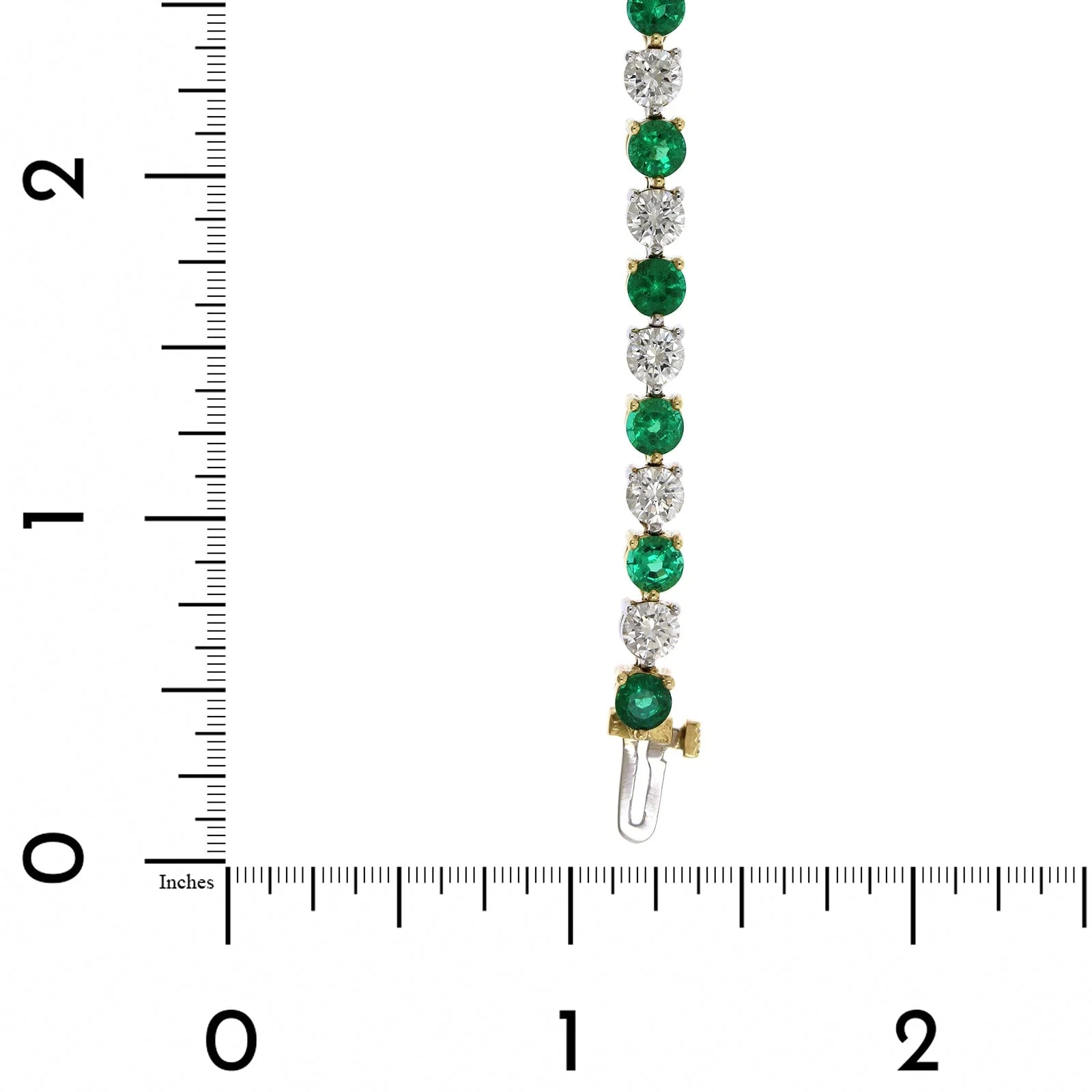 18K Yellow and White Gold Emerald and Diamond Bracelet - Image 3
