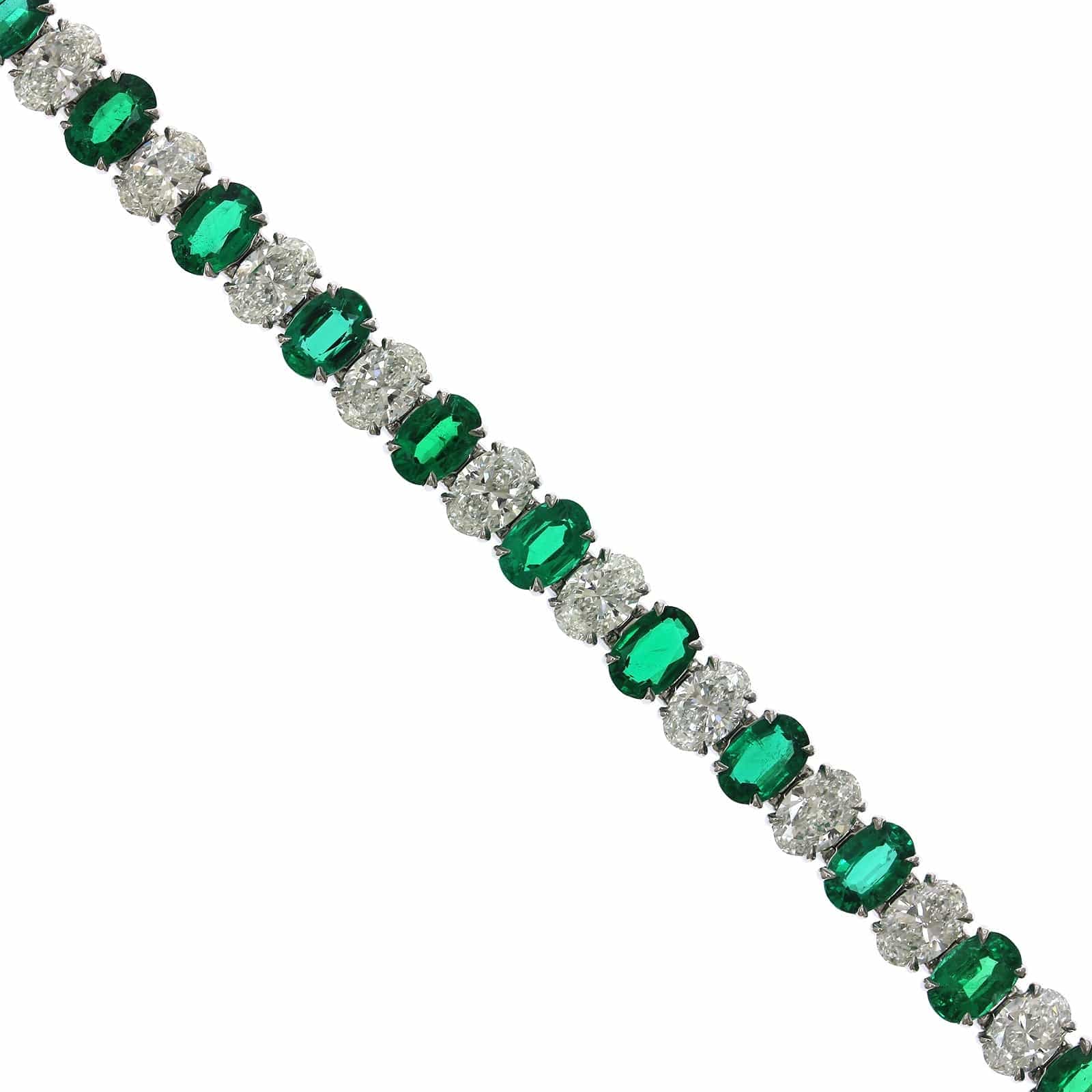Platinum Oval Emerald and Diamond Bracelet - Image 3