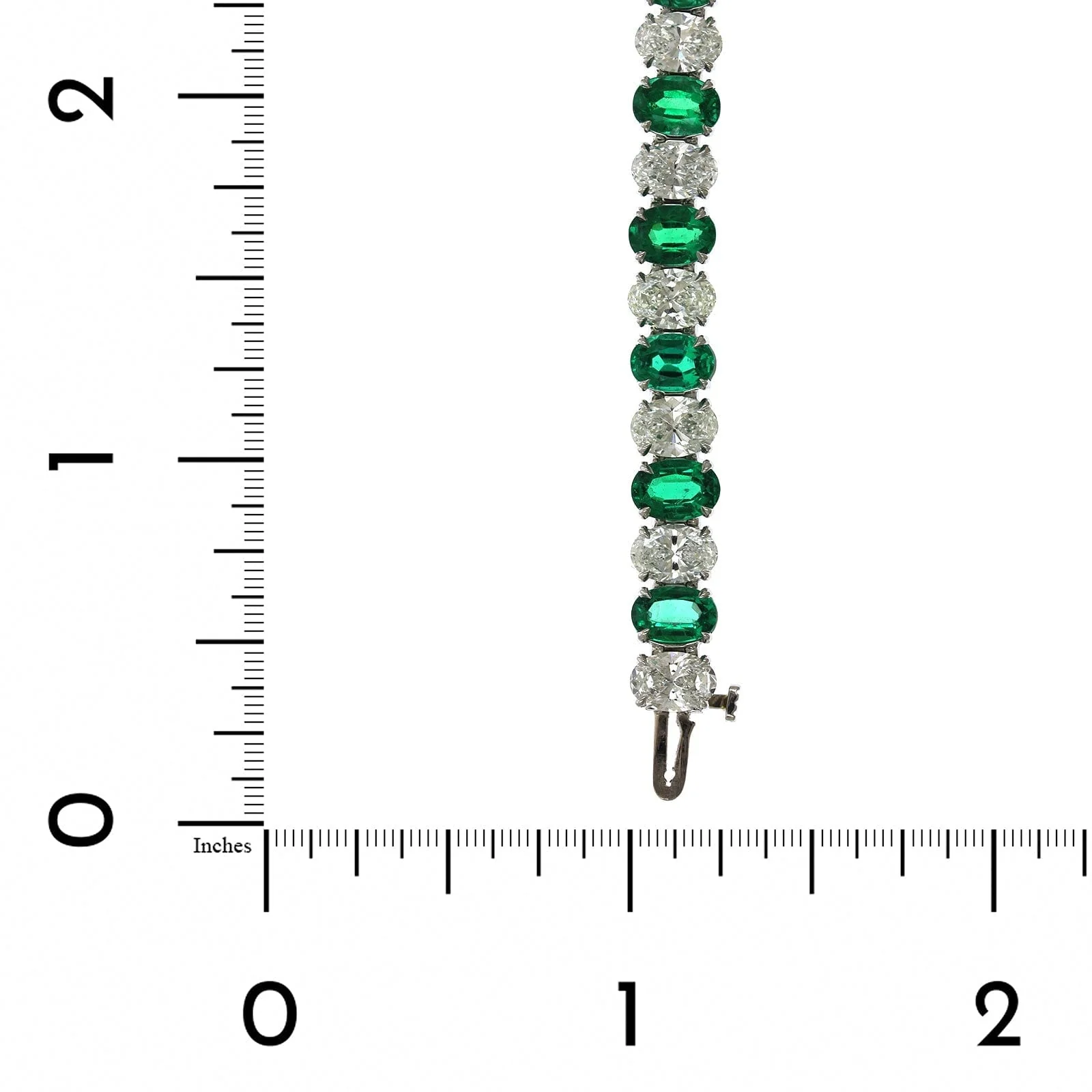 Platinum Oval Emerald and Diamond Bracelet - Image 4
