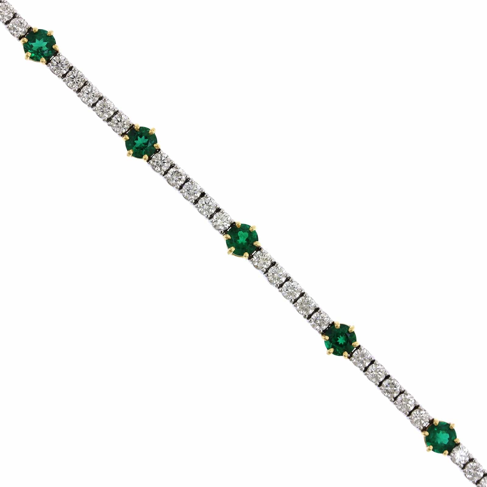 18K Two-Tone Emerald and Diamond Bracelet - Image 2