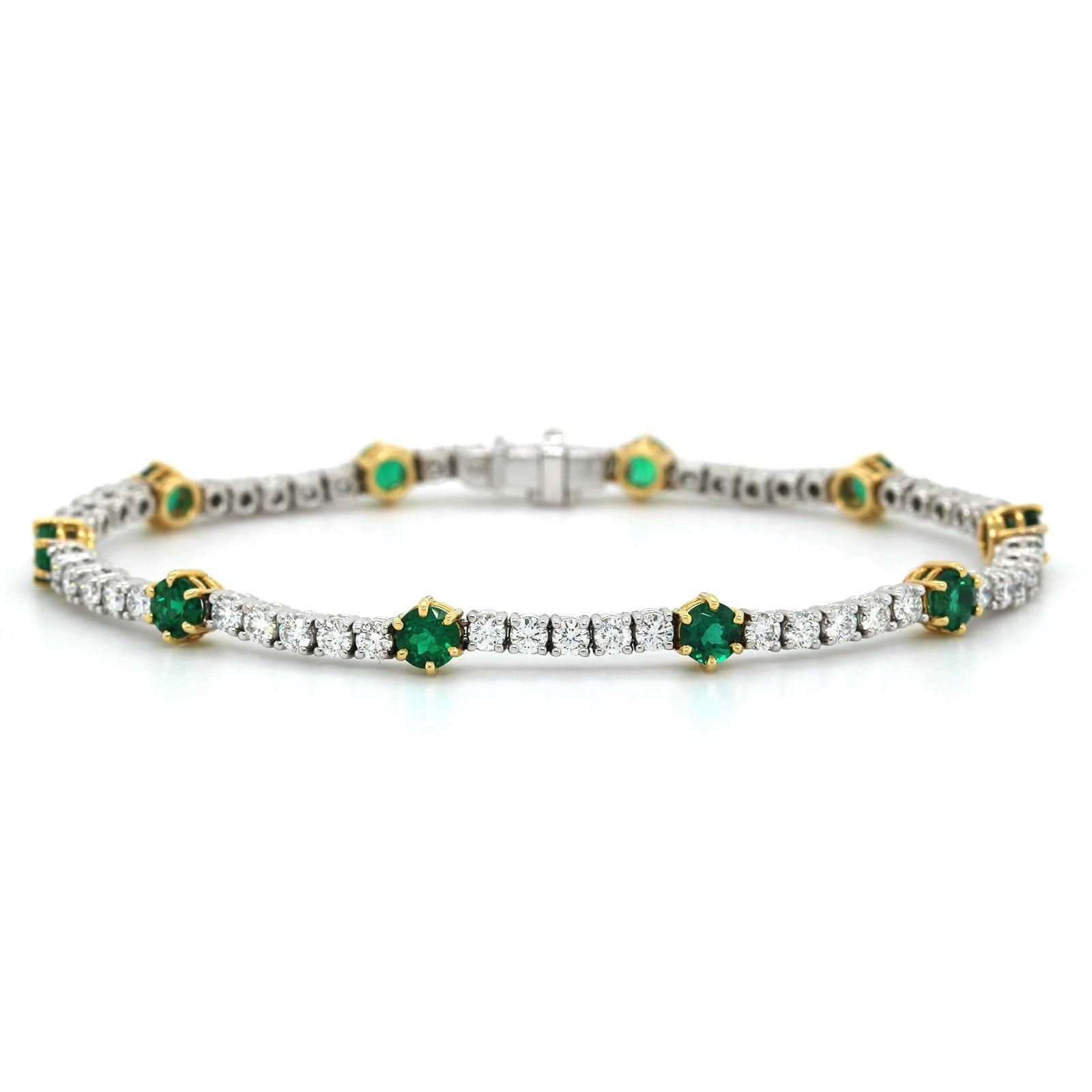 18K Two-Tone Emerald and Diamond Bracelet - Image 4