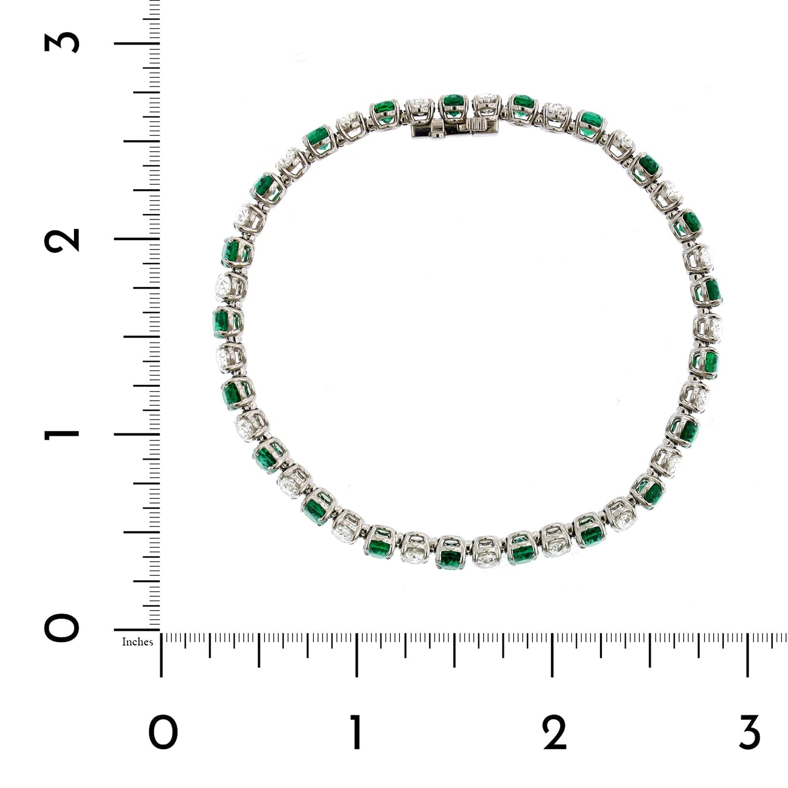 Platinum Oval Emerald and Diamond Line Bracelet - Image 2