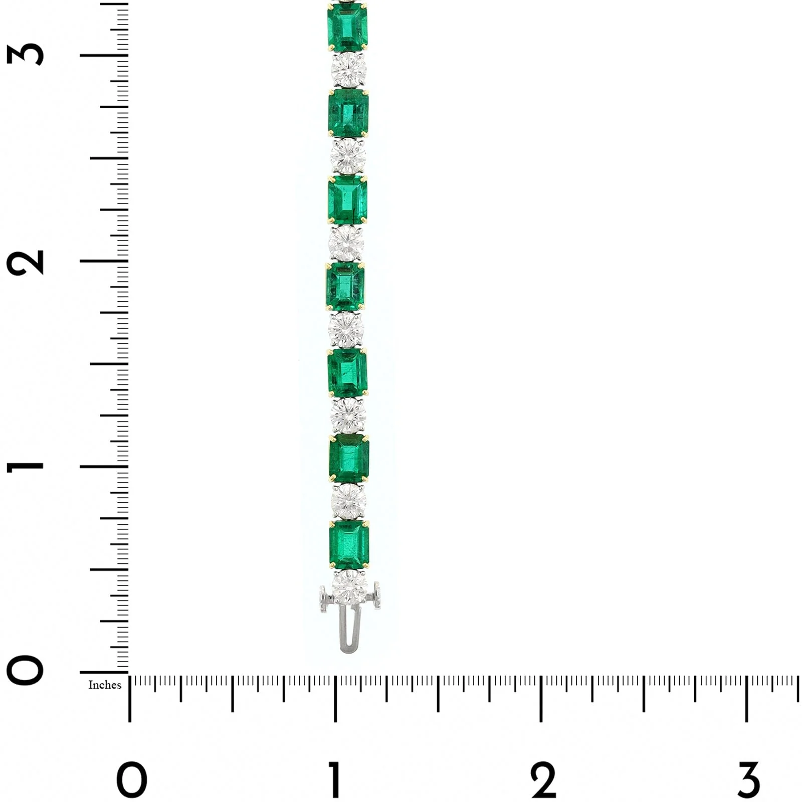 18K Yellow Gold Alternating Emerald and Diamond Bracelet - Image 3