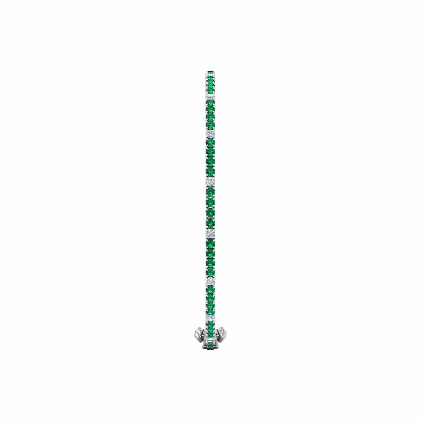 18K White Gold Alternating Emerald and Diamond Tennis Bracelet - Image 6