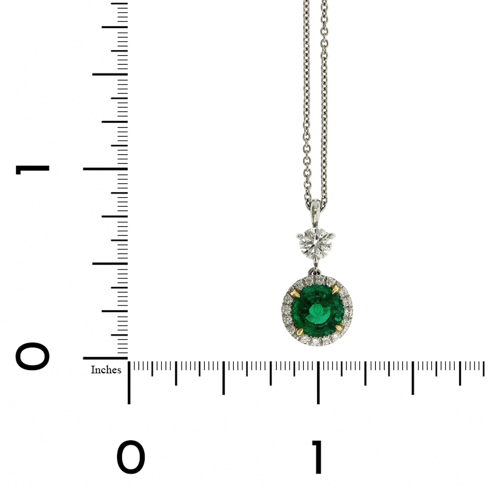 Platinum Emerald and Diamond Halo Pendant - Image 4