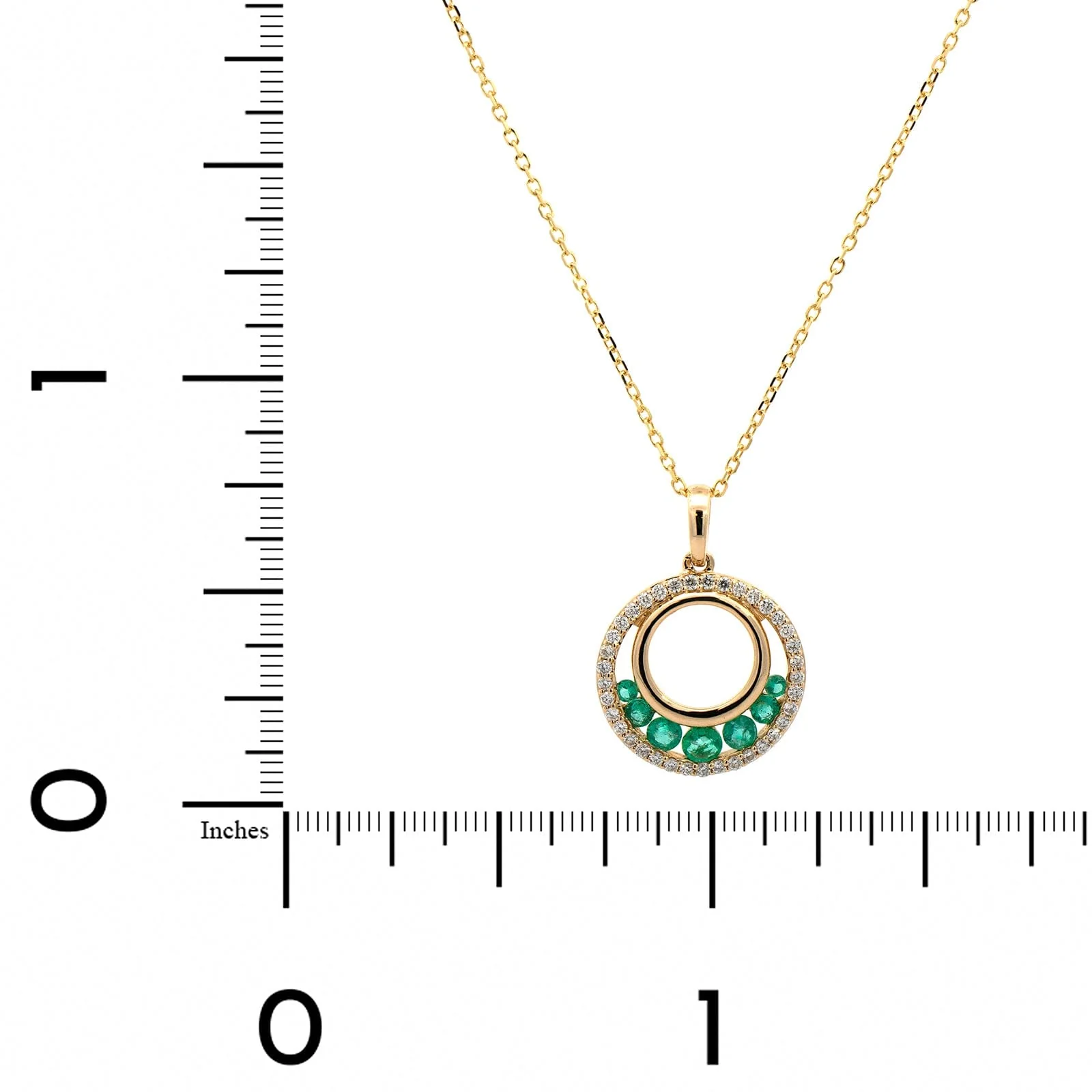 14K Yellow Gold Emerald and Diamond Pendant Necklace - Image 3