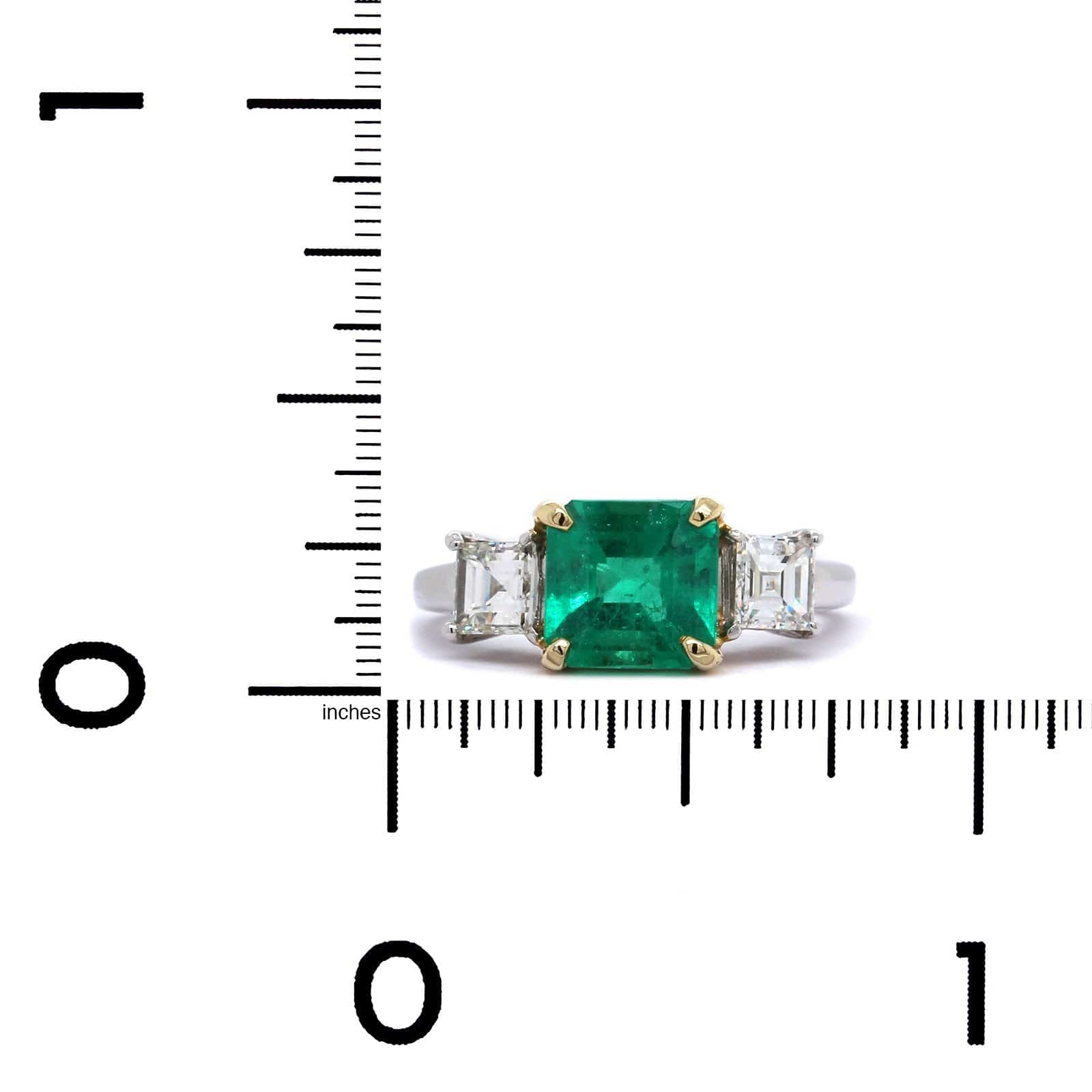 14K Two-Tone Emerald Cut Emerald and Diamond Ring - Image 3