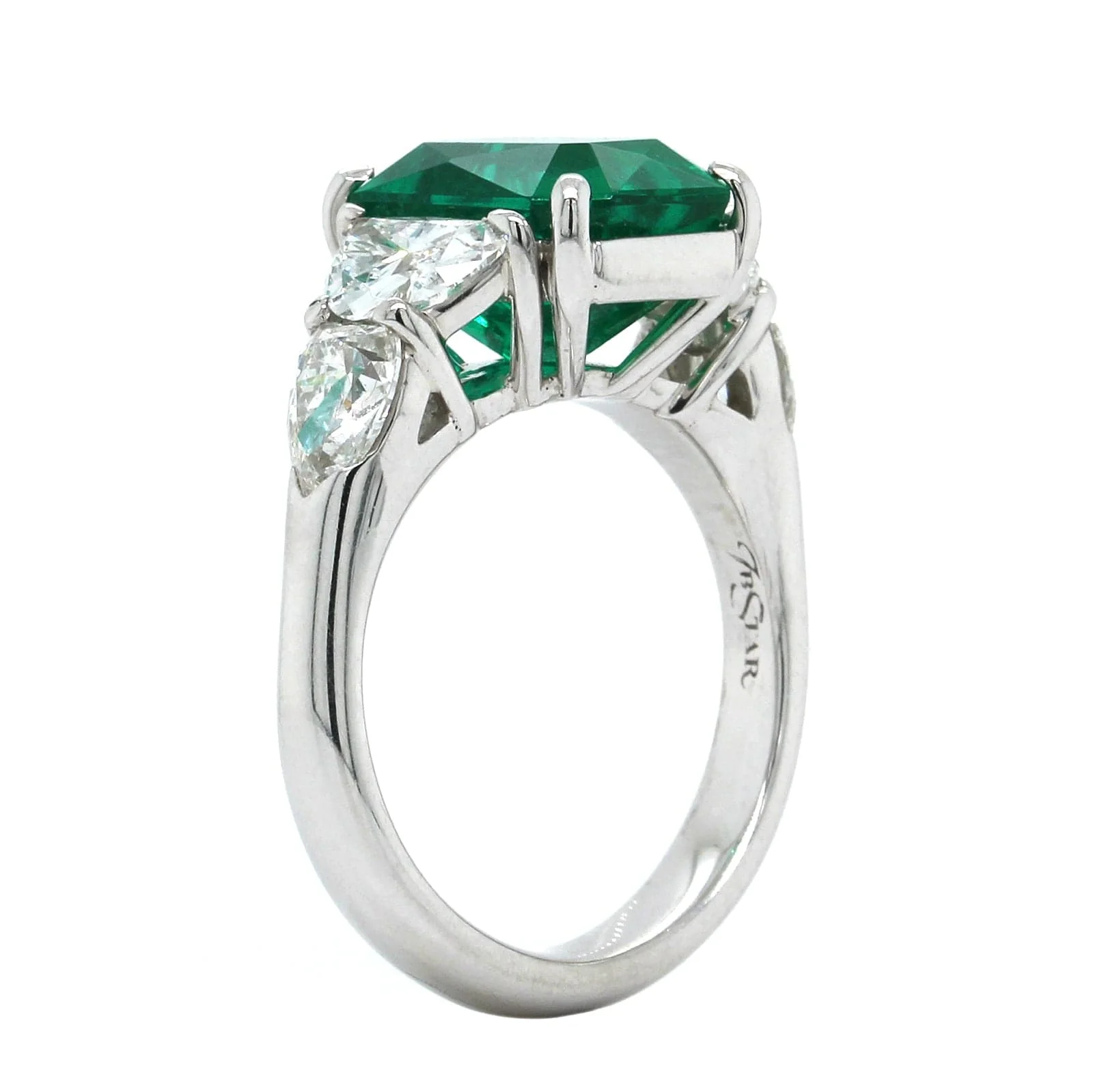 Platinum Emerald and Diamond Ring - Image 3