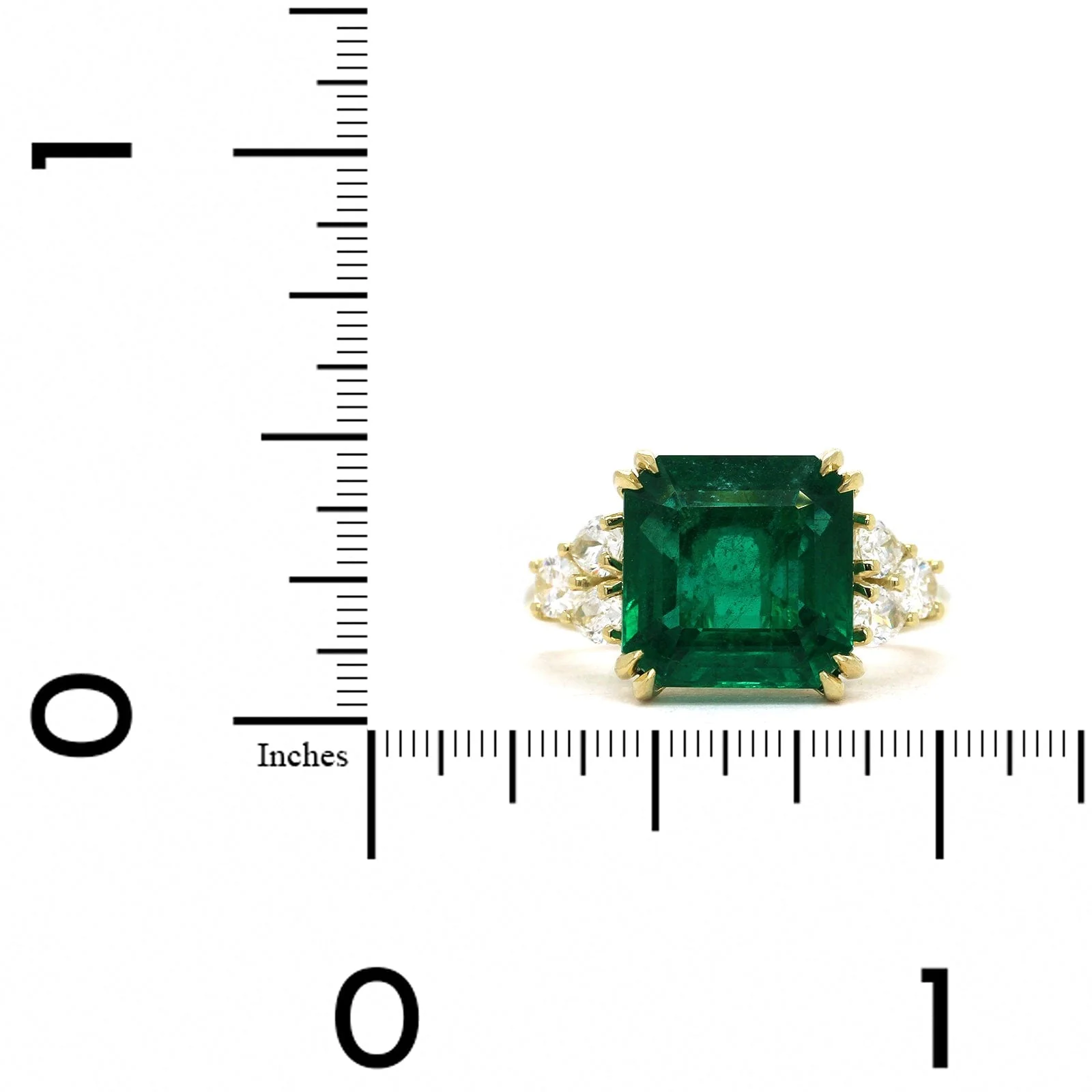 18K Yellow Gold Emerald Diamond Ring - Image 3