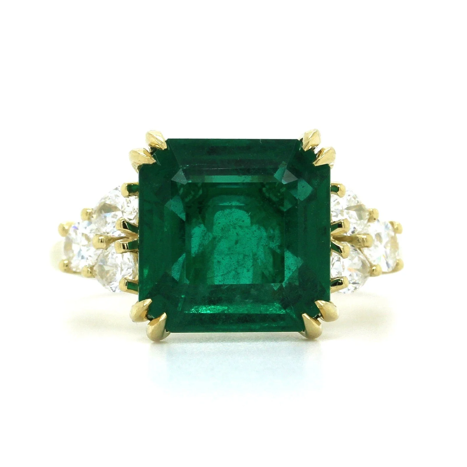 18K Yellow Gold Emerald Diamond Ring - Image 4