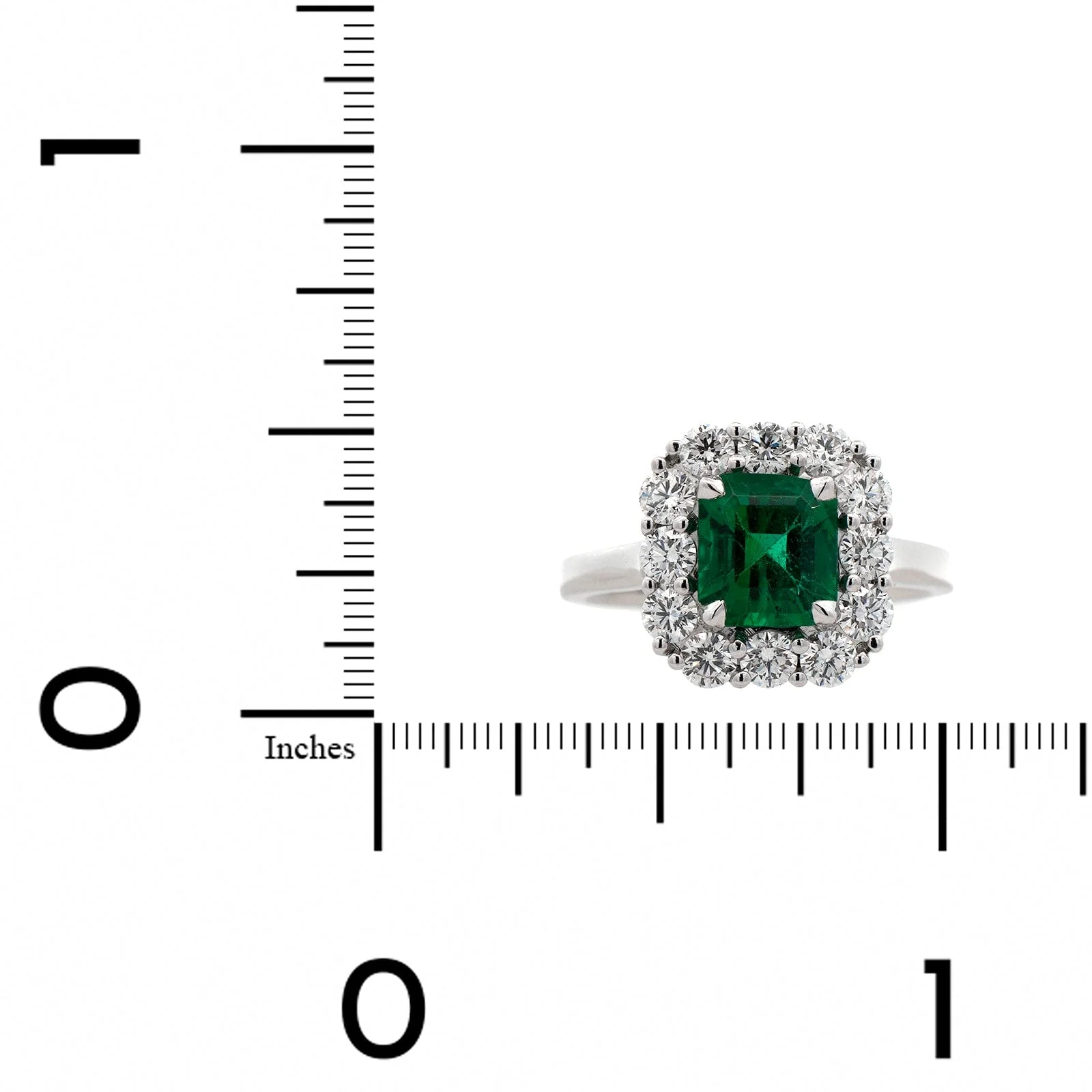18K White Gold Emerald and Diamond Ring - Image 3