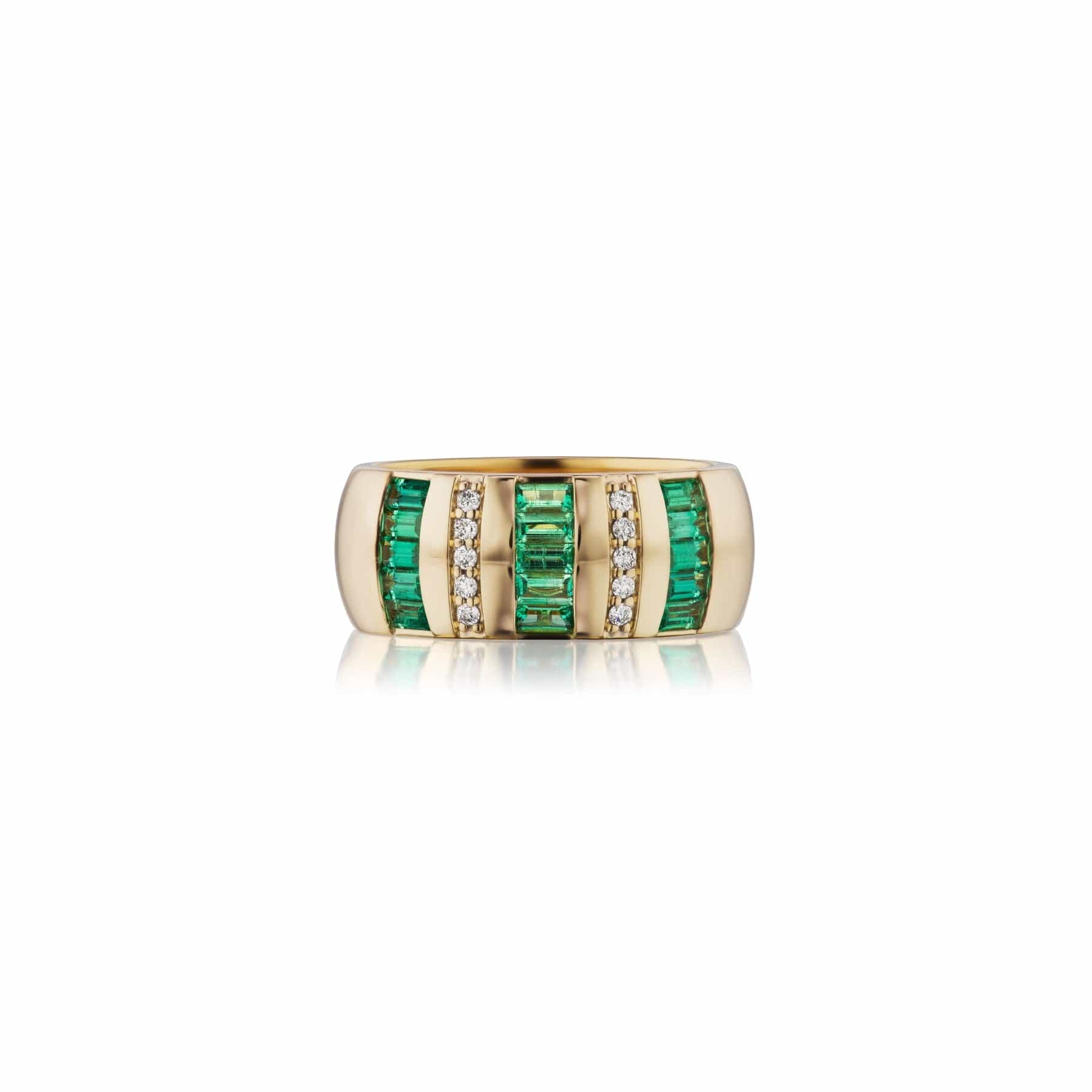 Sorellina 18K Yellow Gold Tarot Emerald and Diamond Ring