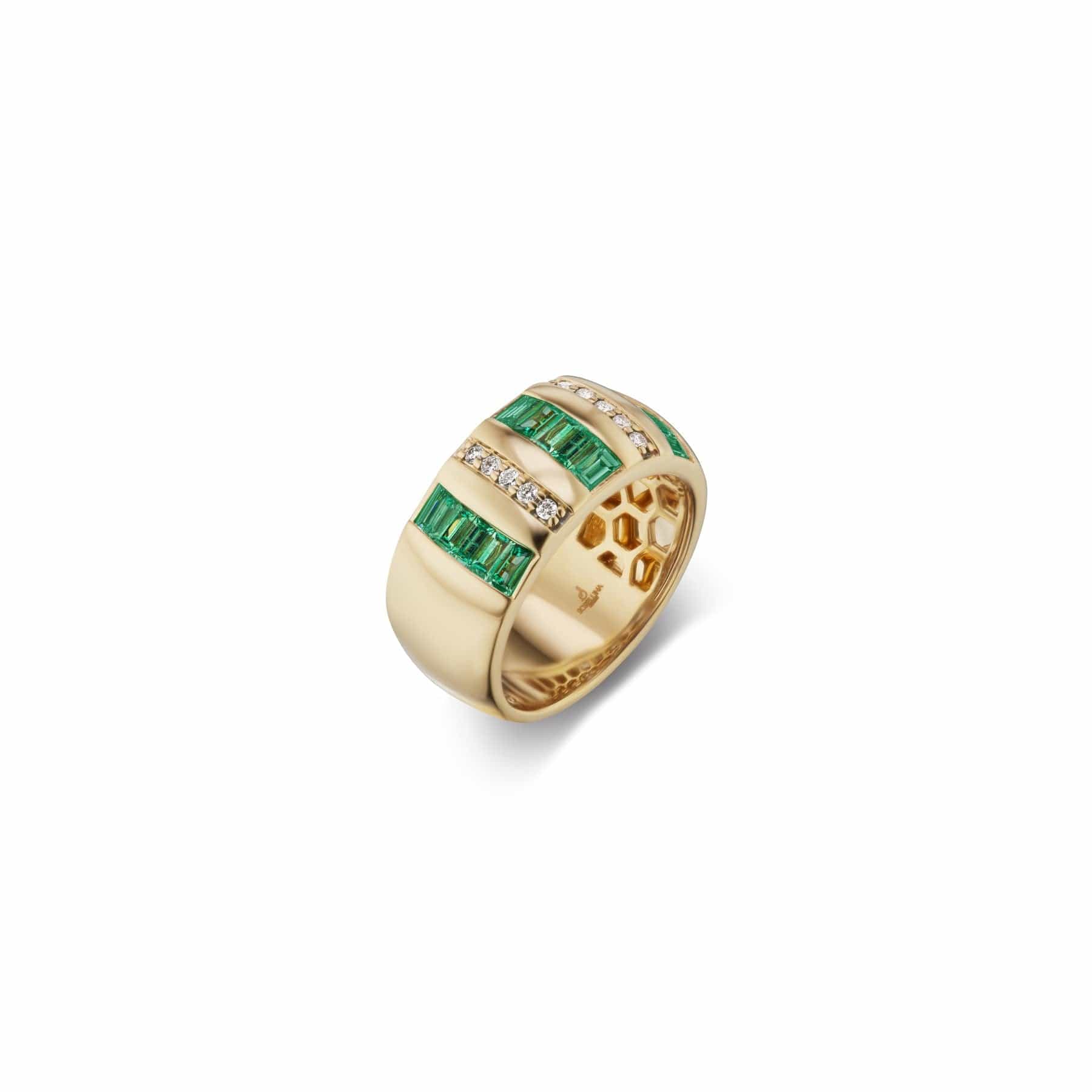 Sorellina 18K Yellow Gold Tarot Emerald and Diamond Ring - Image 2