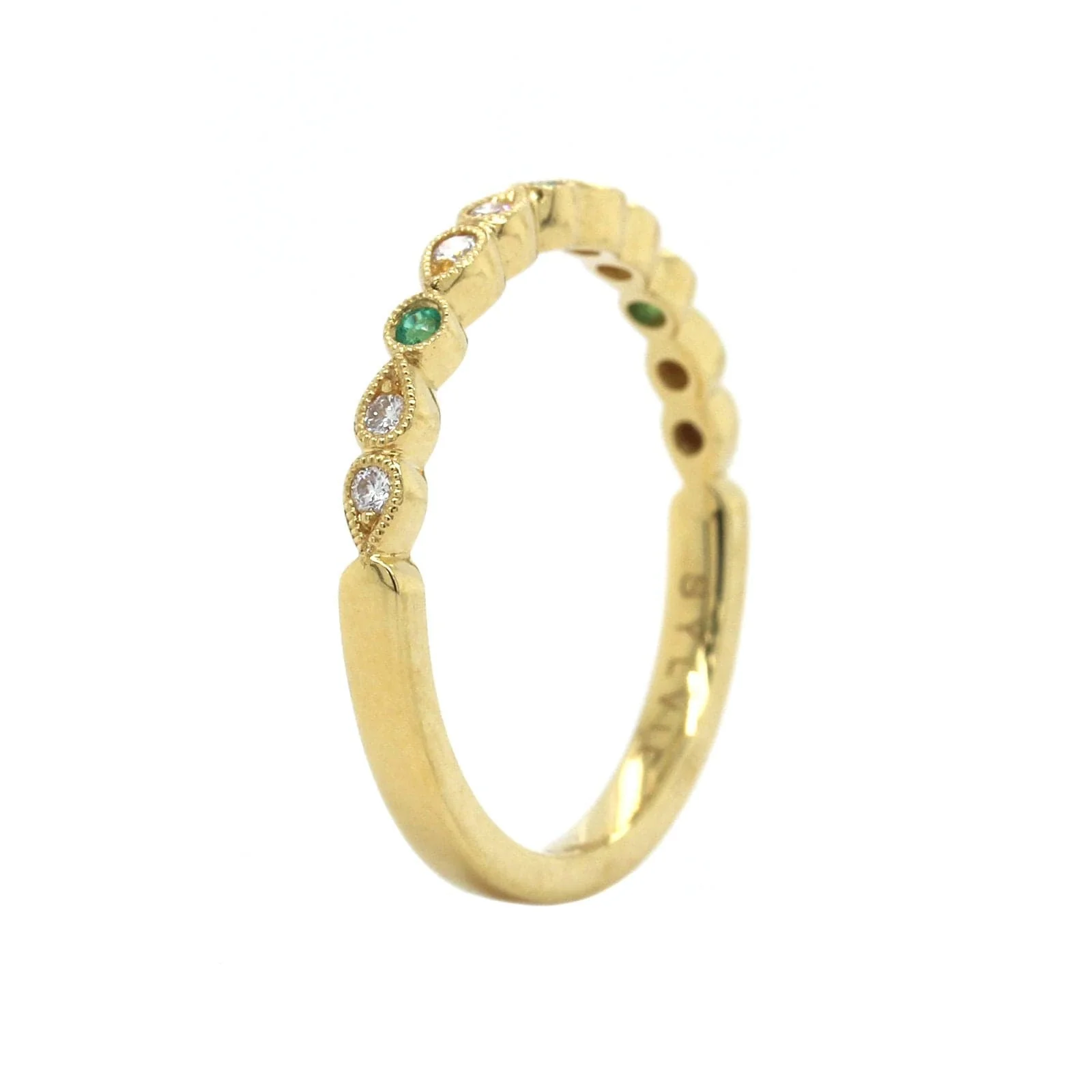 18K Yellow Gold Diamond and Emerald Band - Image 2