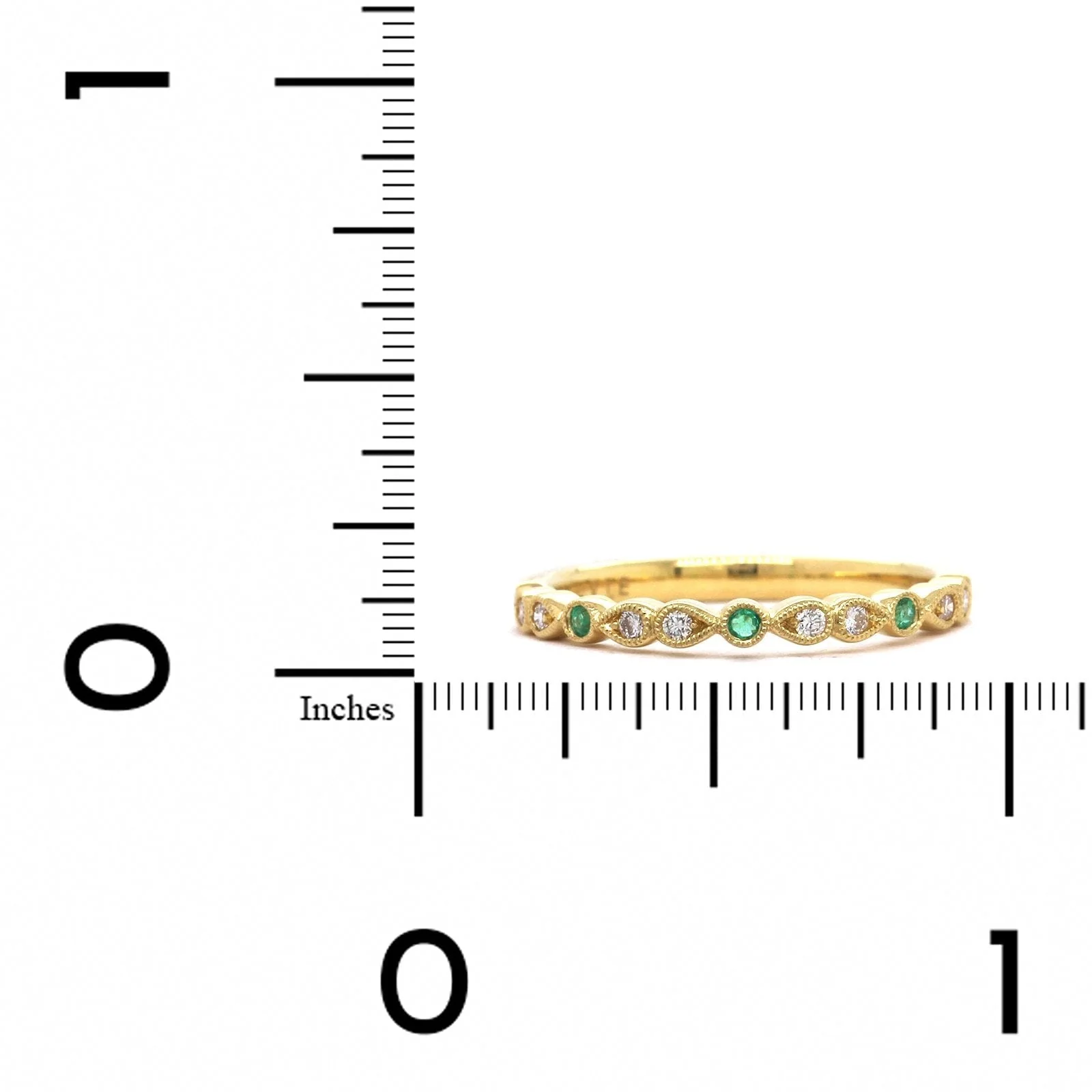 18K Yellow Gold Diamond and Emerald Band - Image 3