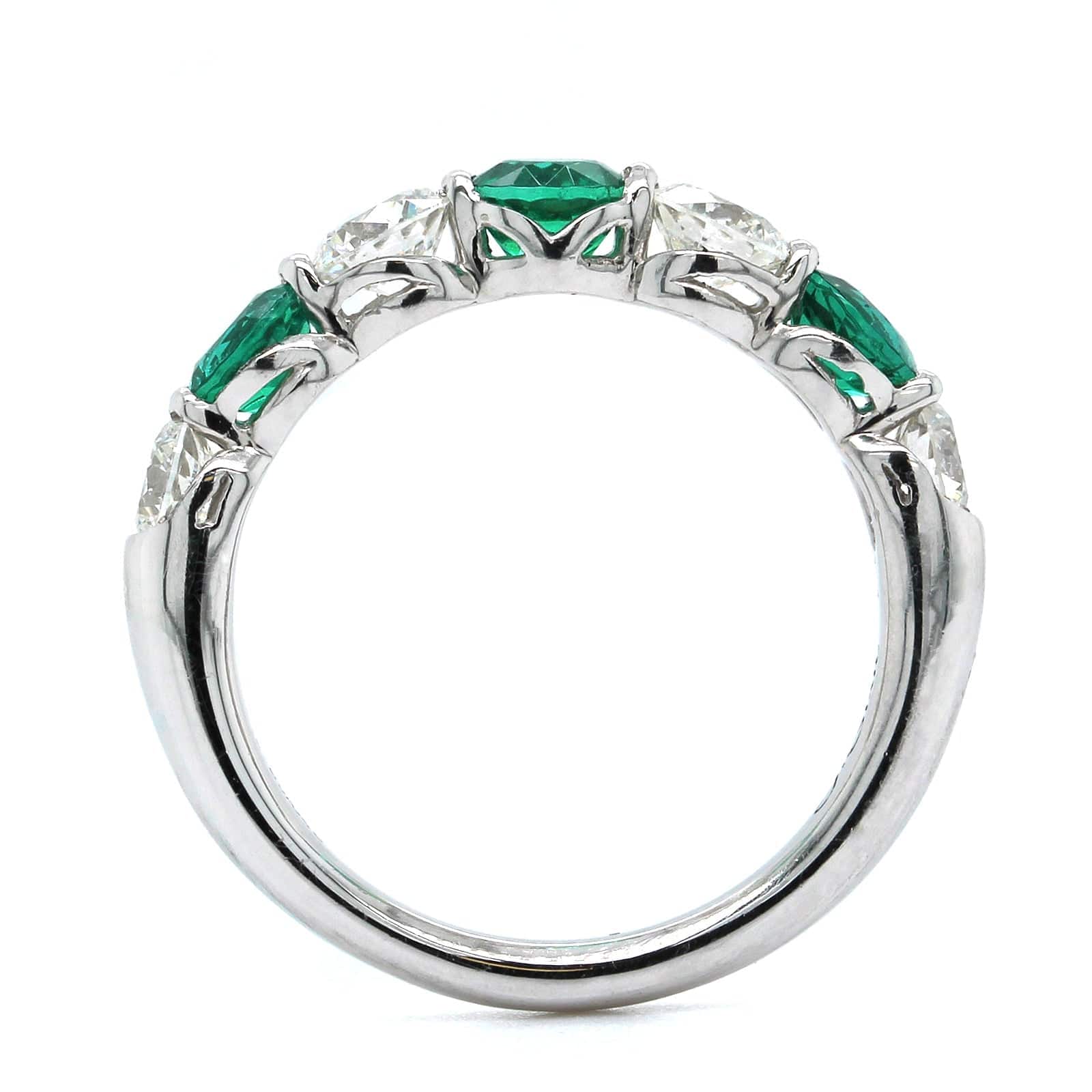 Platinum Emerald and Diamond 7 Stone Band - Image 3