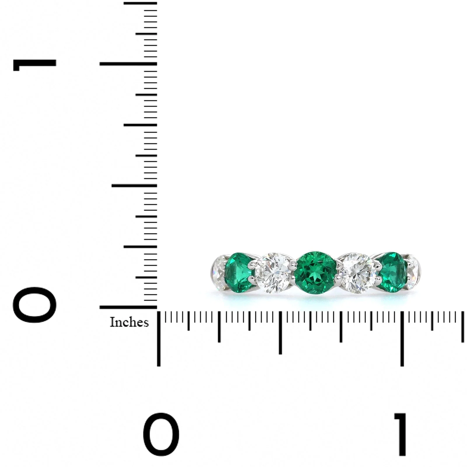 Platinum Emerald and Diamond 7 Stone Band - Image 4