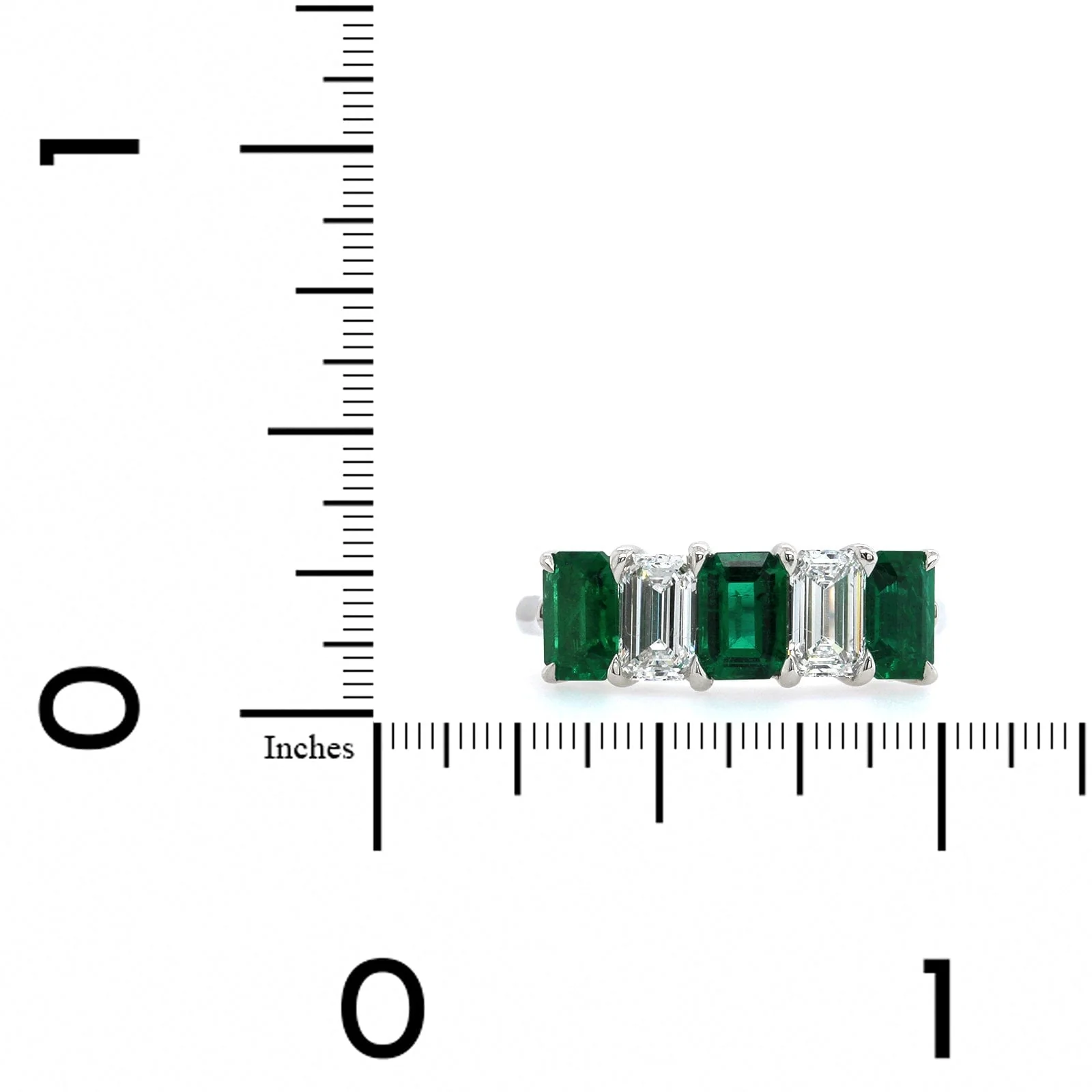 Platinum Emerald and Diamond 5 Stone Band - Image 4