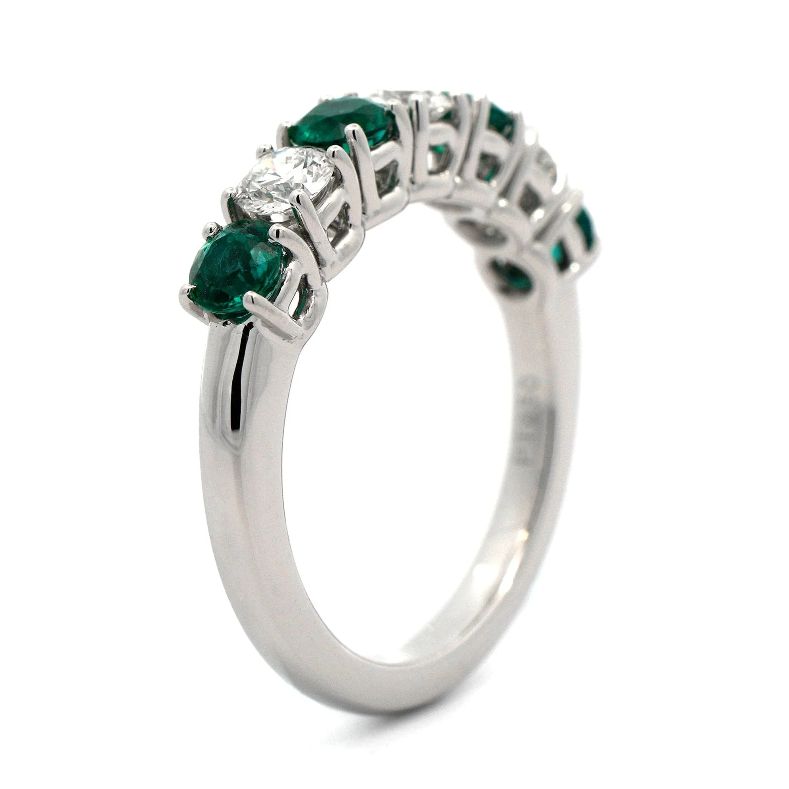 Platinum Alternating Emerald and Diamond Band - Image 2