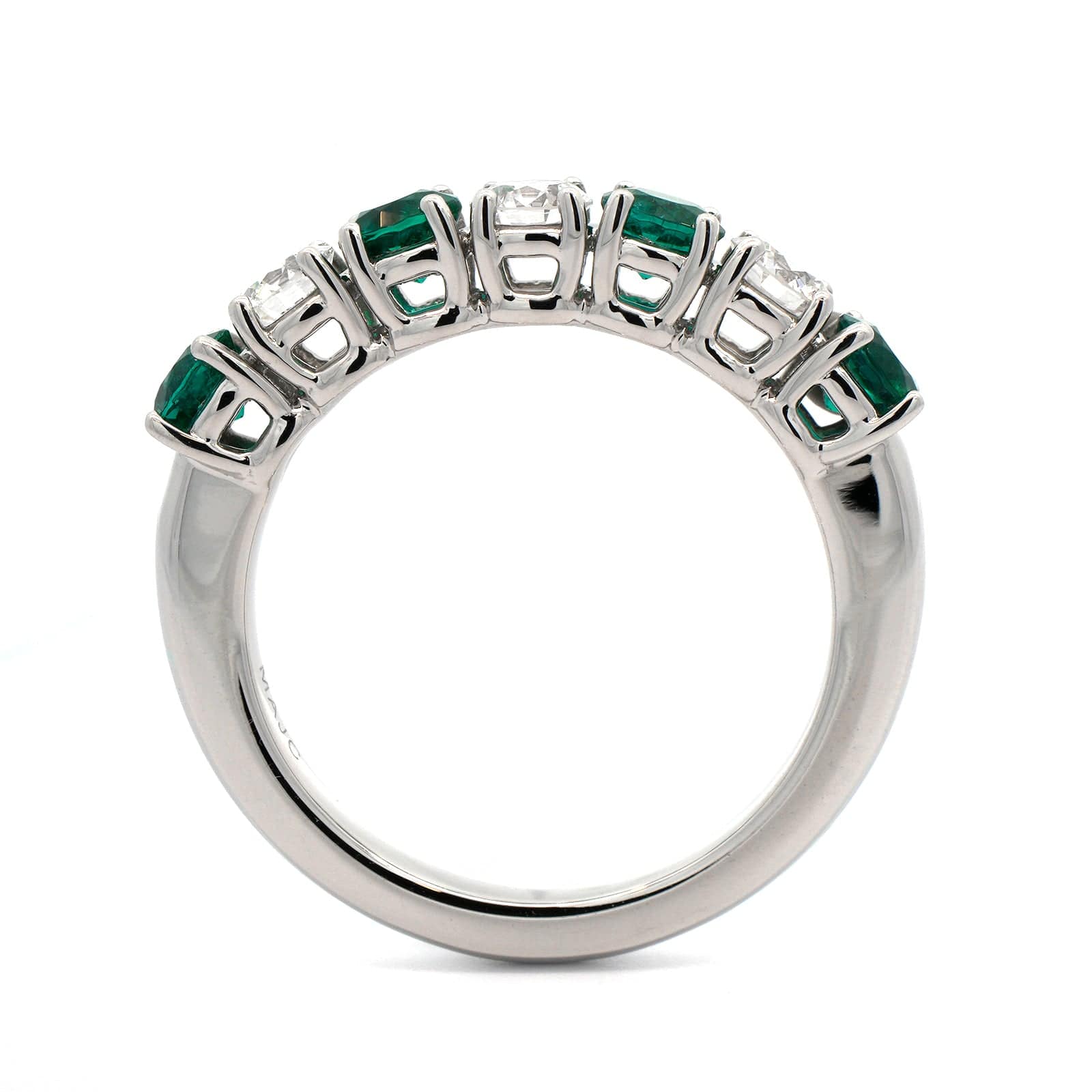 Platinum Alternating Emerald and Diamond Band - Image 3