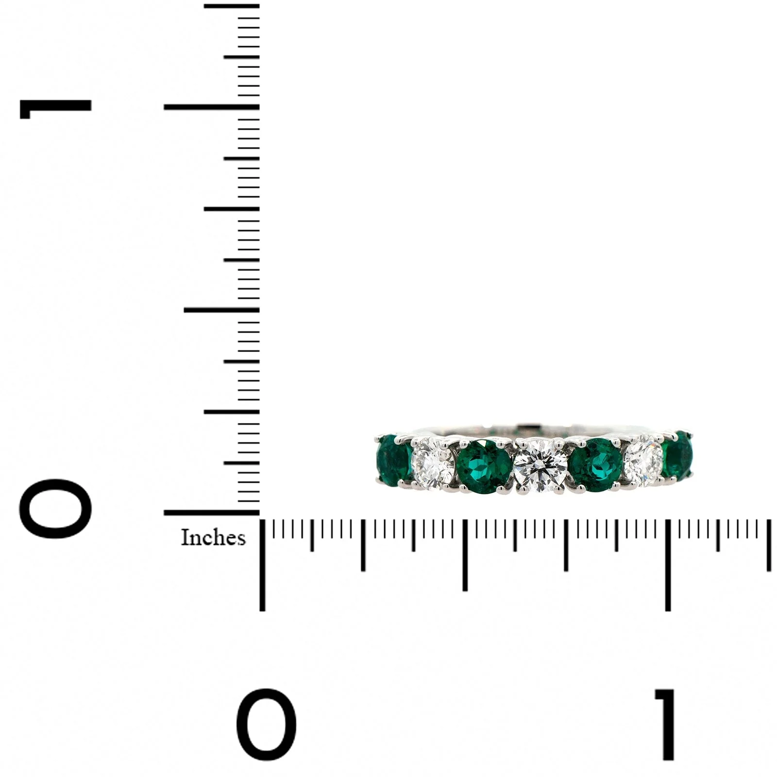 Platinum Alternating Emerald and Diamond Band - Image 4