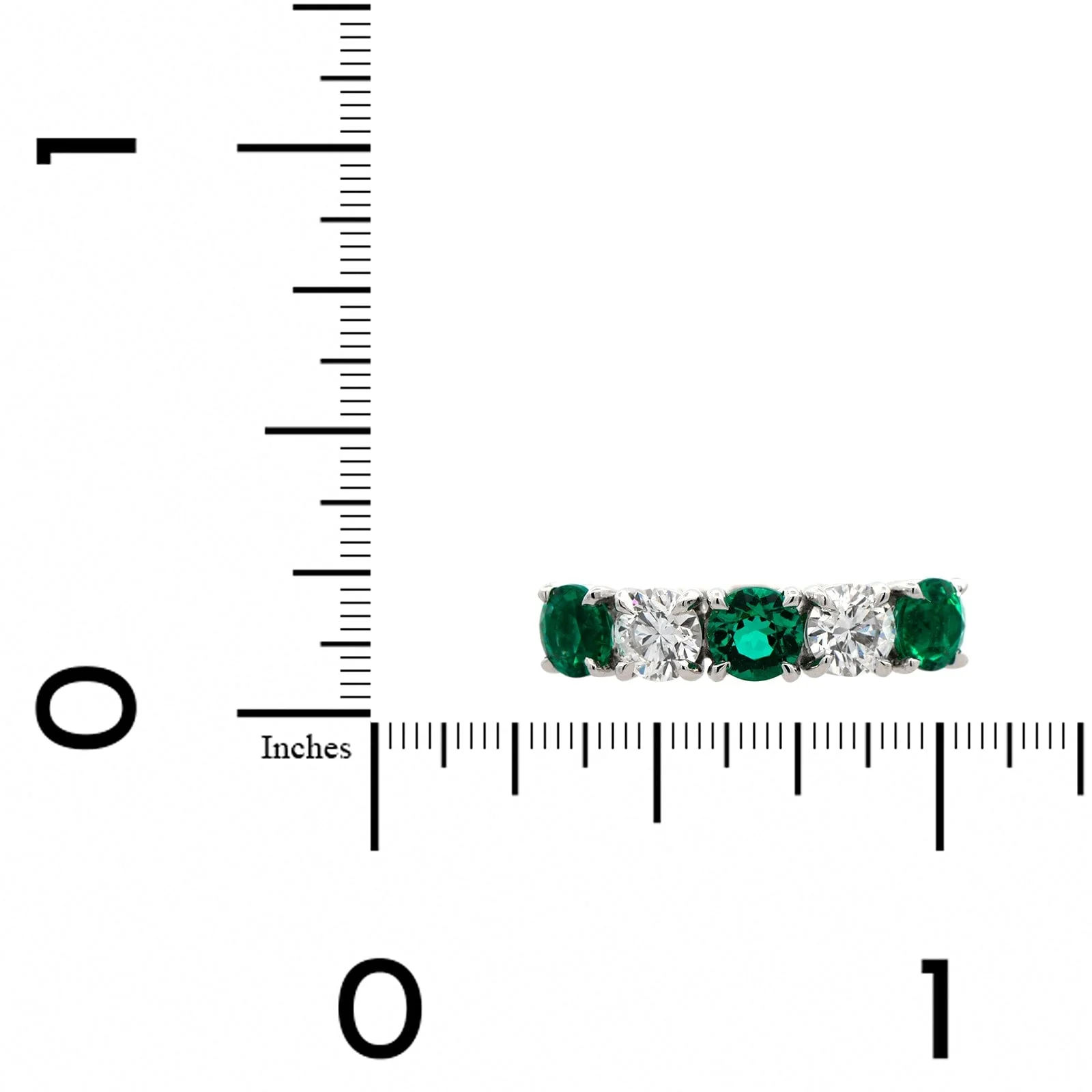 Platinum Alternating Emerald and Diamond Band - Image 4