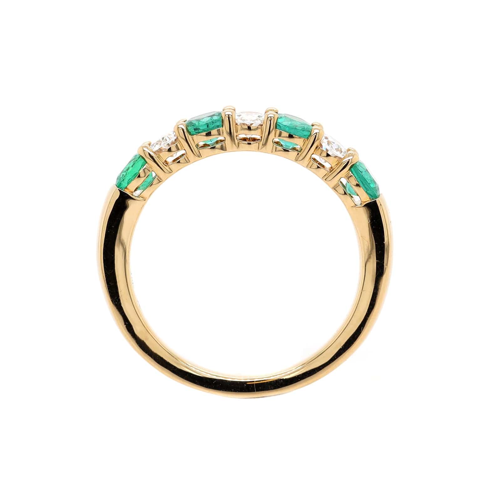 18K Yellow Gold Oval Emerald and Diamond Band - Image 3