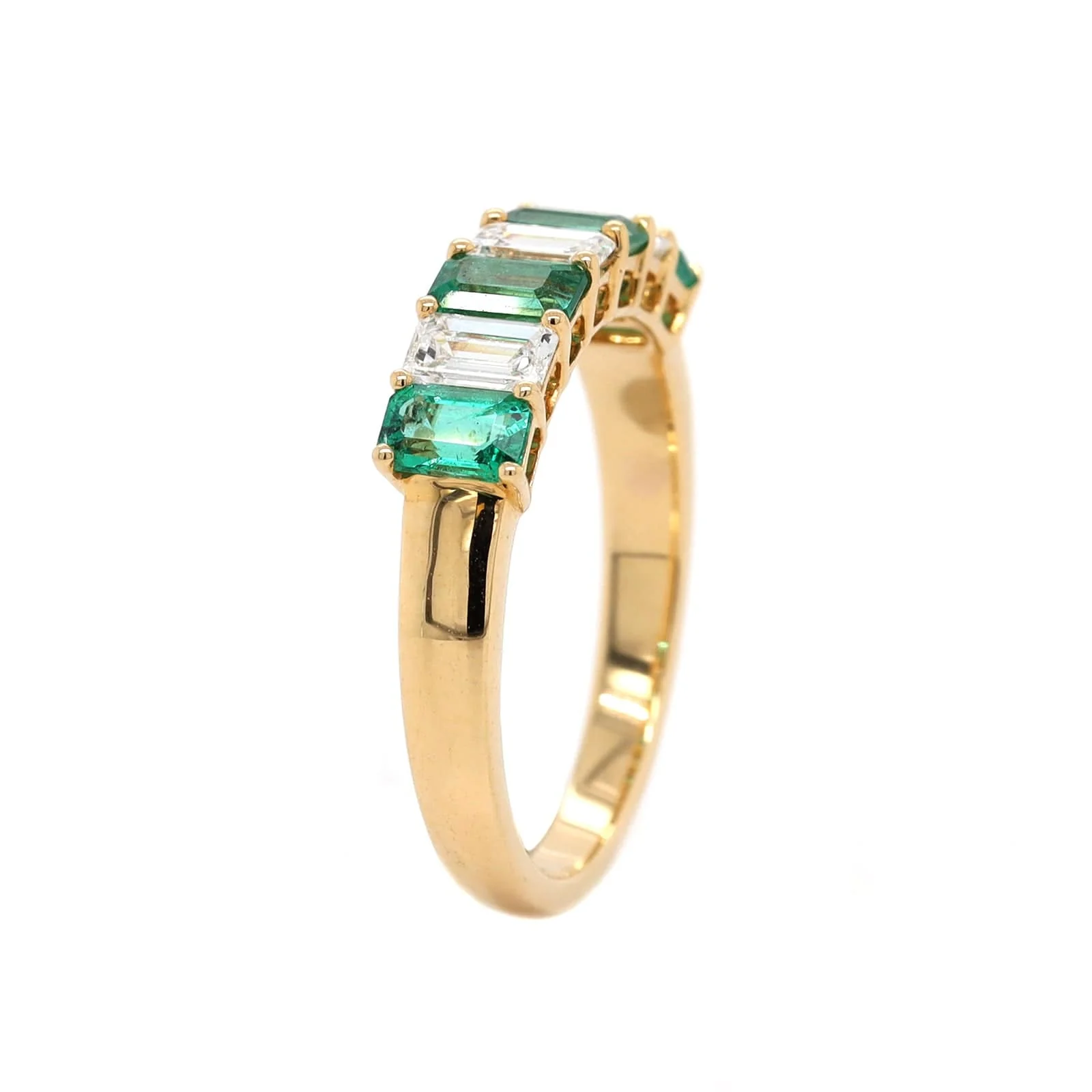 18K Yellow Gold Emerald and Diamond Band - Image 2