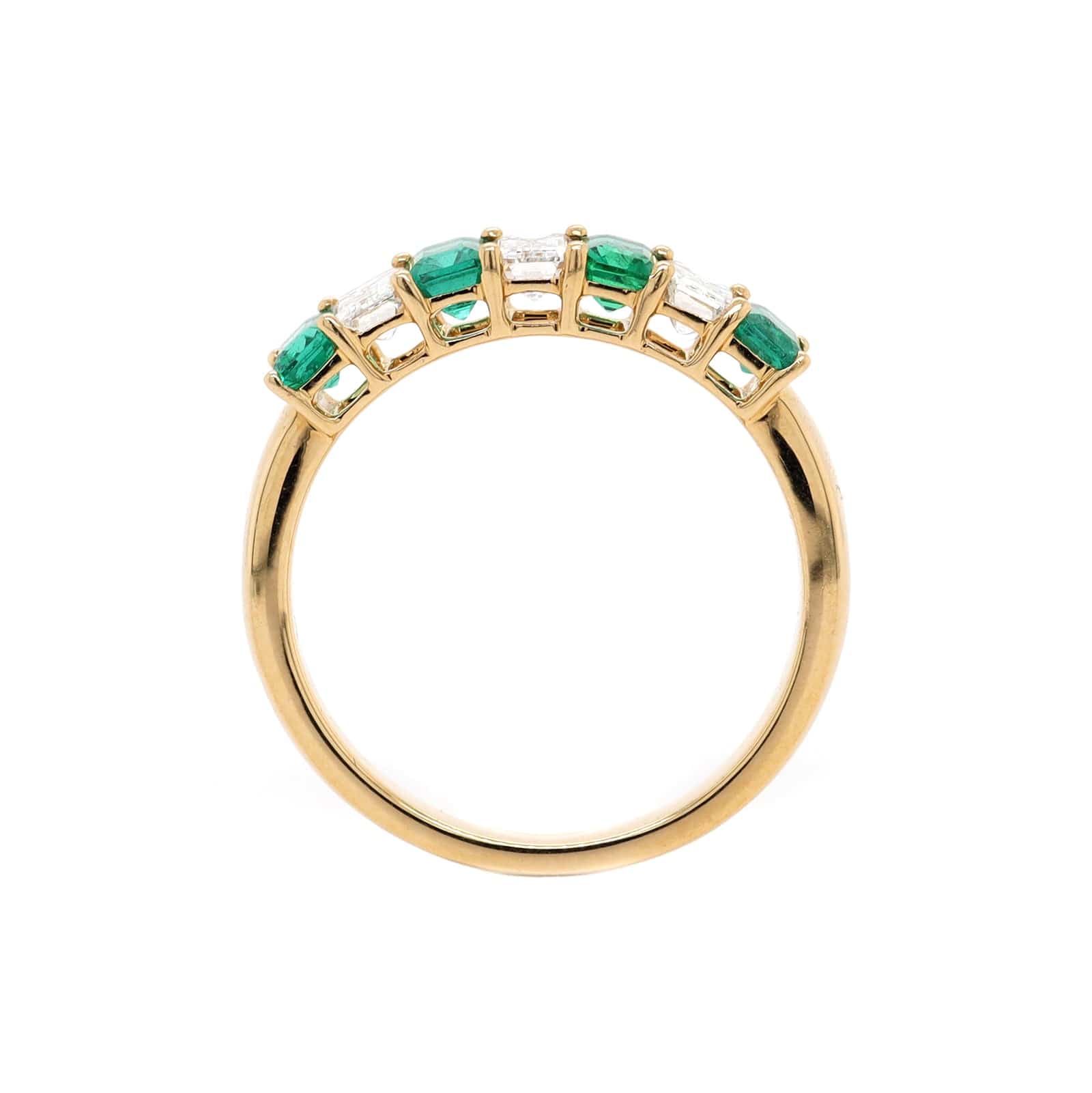 18K Yellow Gold Emerald and Diamond Band - Image 3