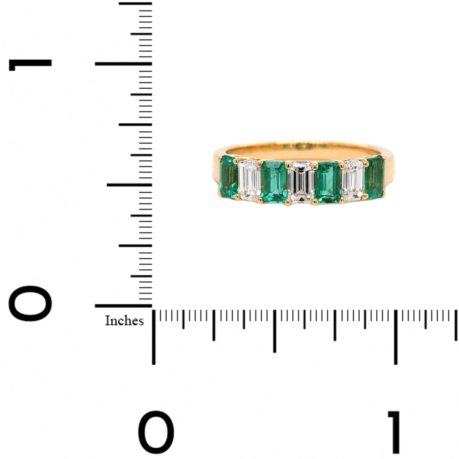 18K Yellow Gold Emerald and Diamond Band - Image 4