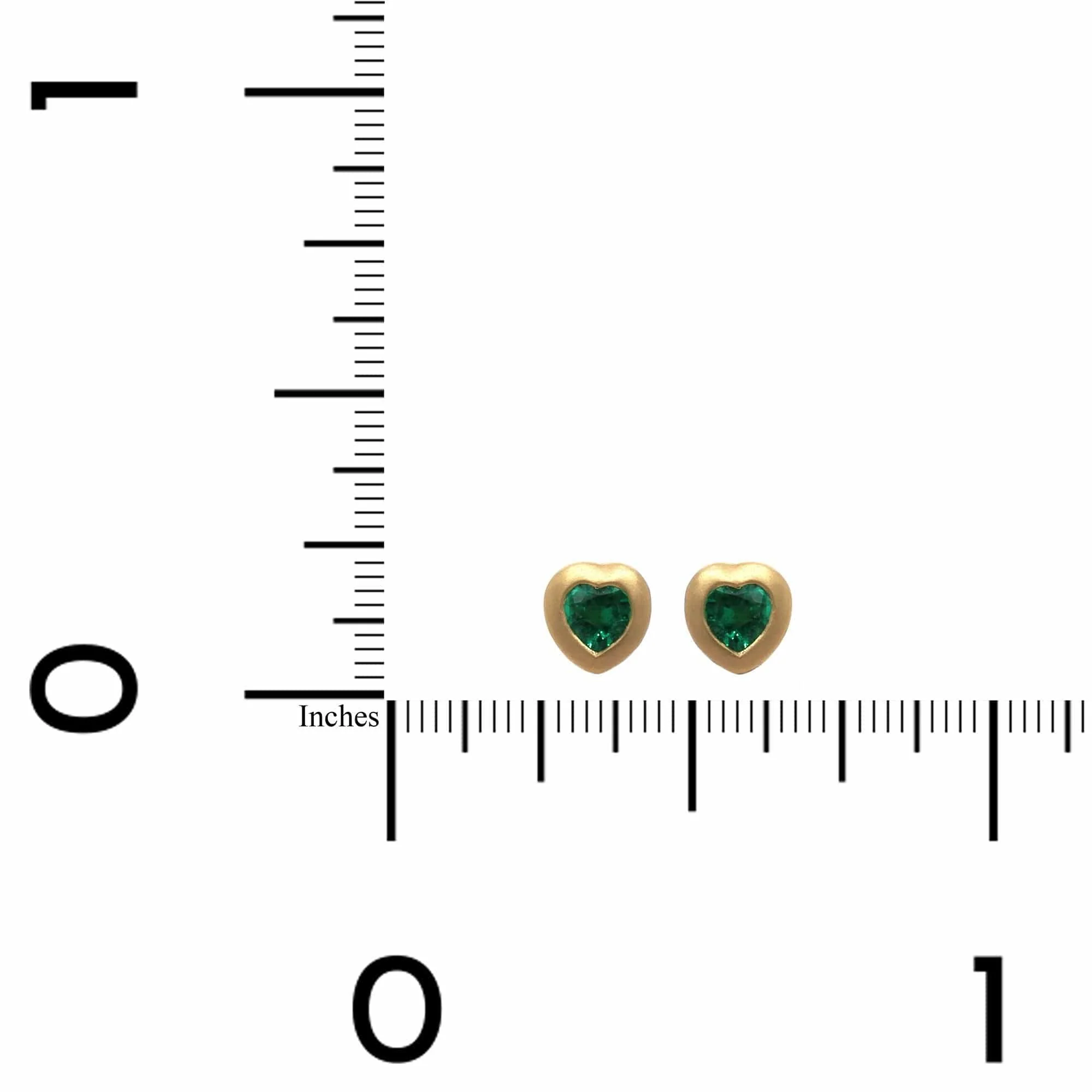 18K Yellow Gold Heart Shaped Emerald Stud Earrings - Image 3