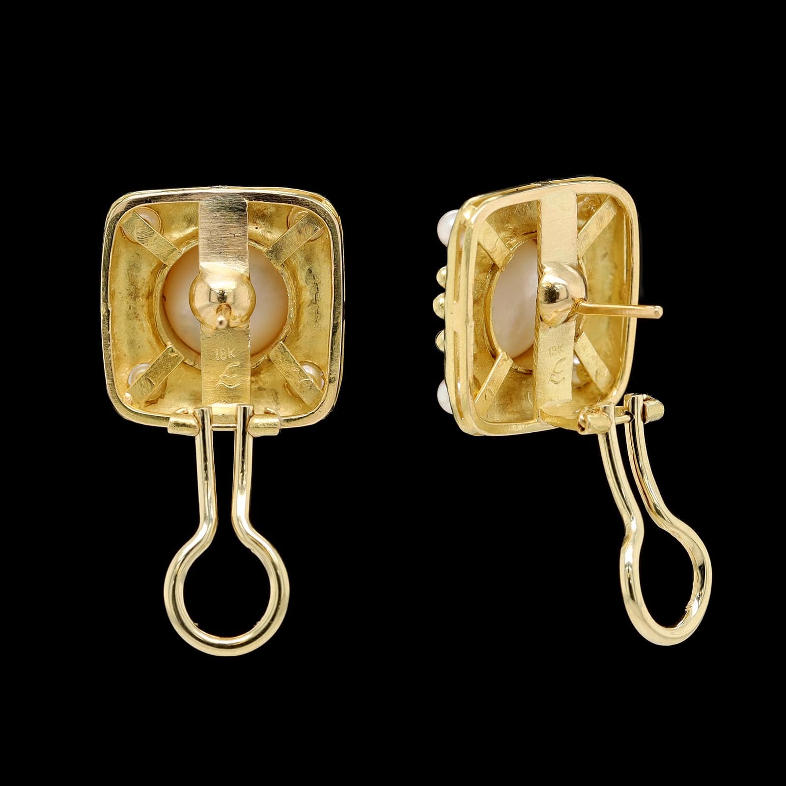 Elizabeth Locke 18K Yellow Gold Estate Cultured Mabe Pearl Earrings - Image 2