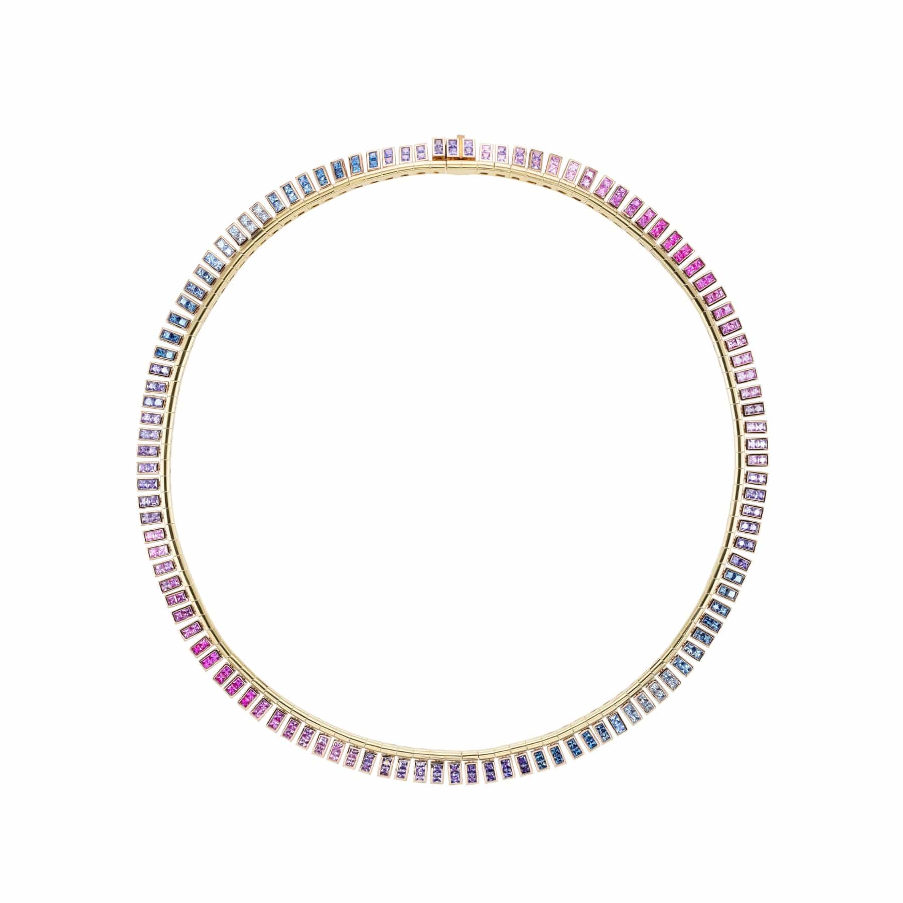 Emily P. Wheeler 18K Yellow and Rose Gold Multi Colored Sapphire Fringe Necklace