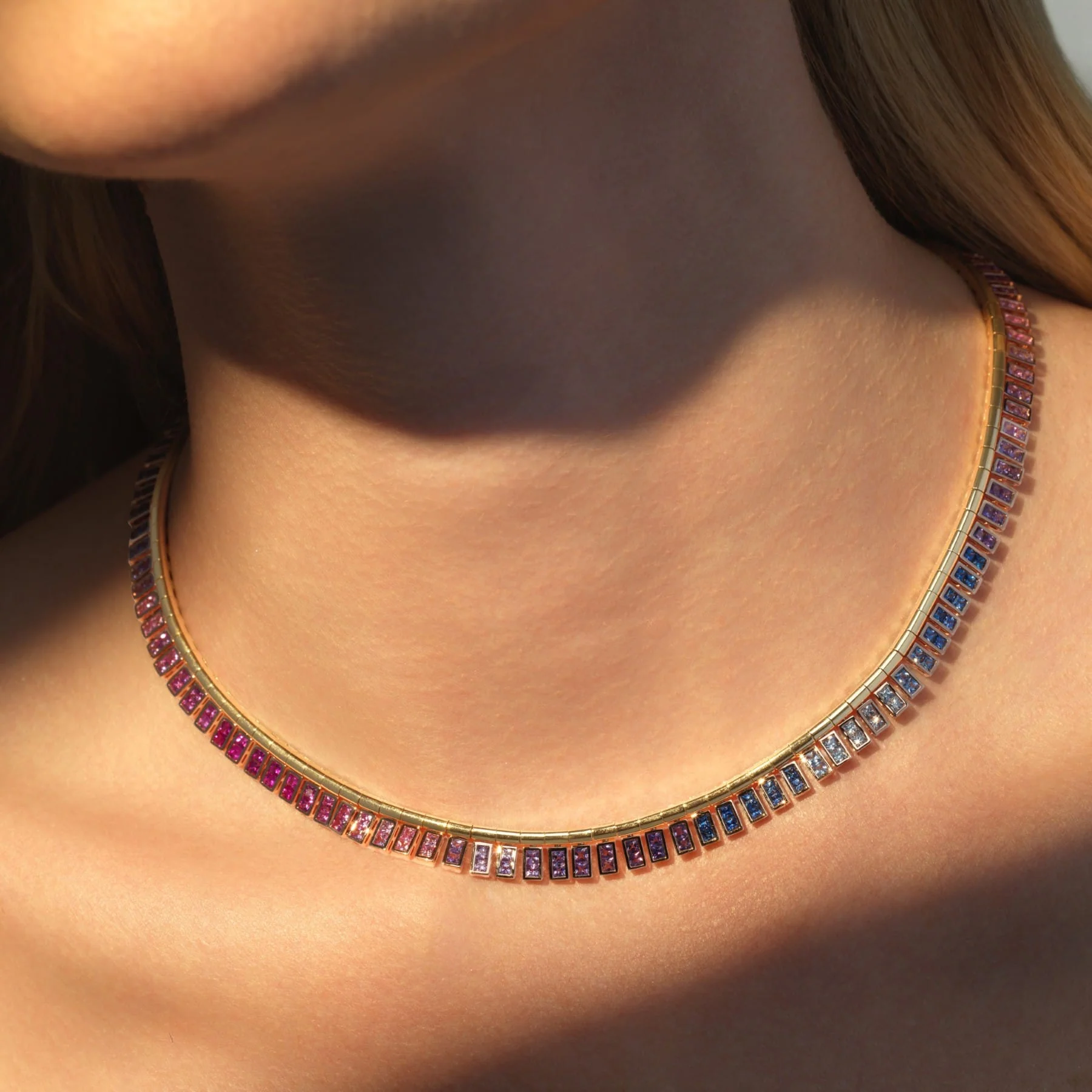 Emily P. Wheeler 18K Yellow and Rose Gold Multi Colored Sapphire Fringe Necklace - Image 2