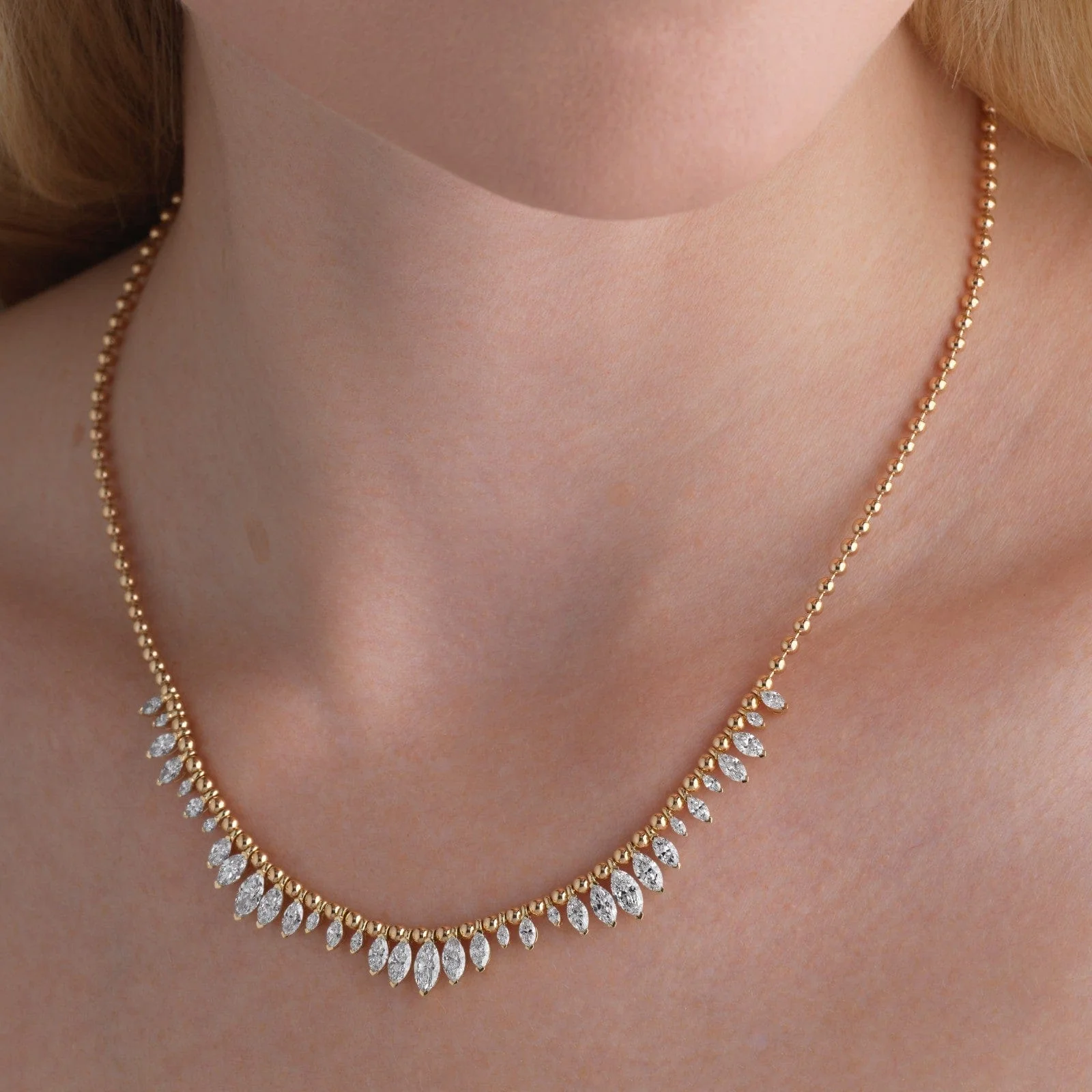 Emily P. Wheeler 18K Yellow Gold Marquise Diamond Arashi Gradient Necklace - Image 3