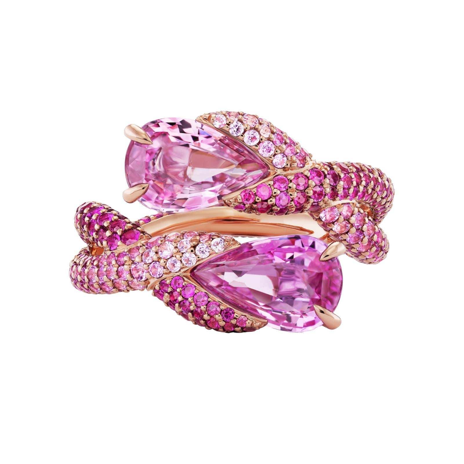 Emily P. Wheeler 18K Yellow Gold One Of A Kind Pink Sapphire Toi Et Moi Bypass Ring
