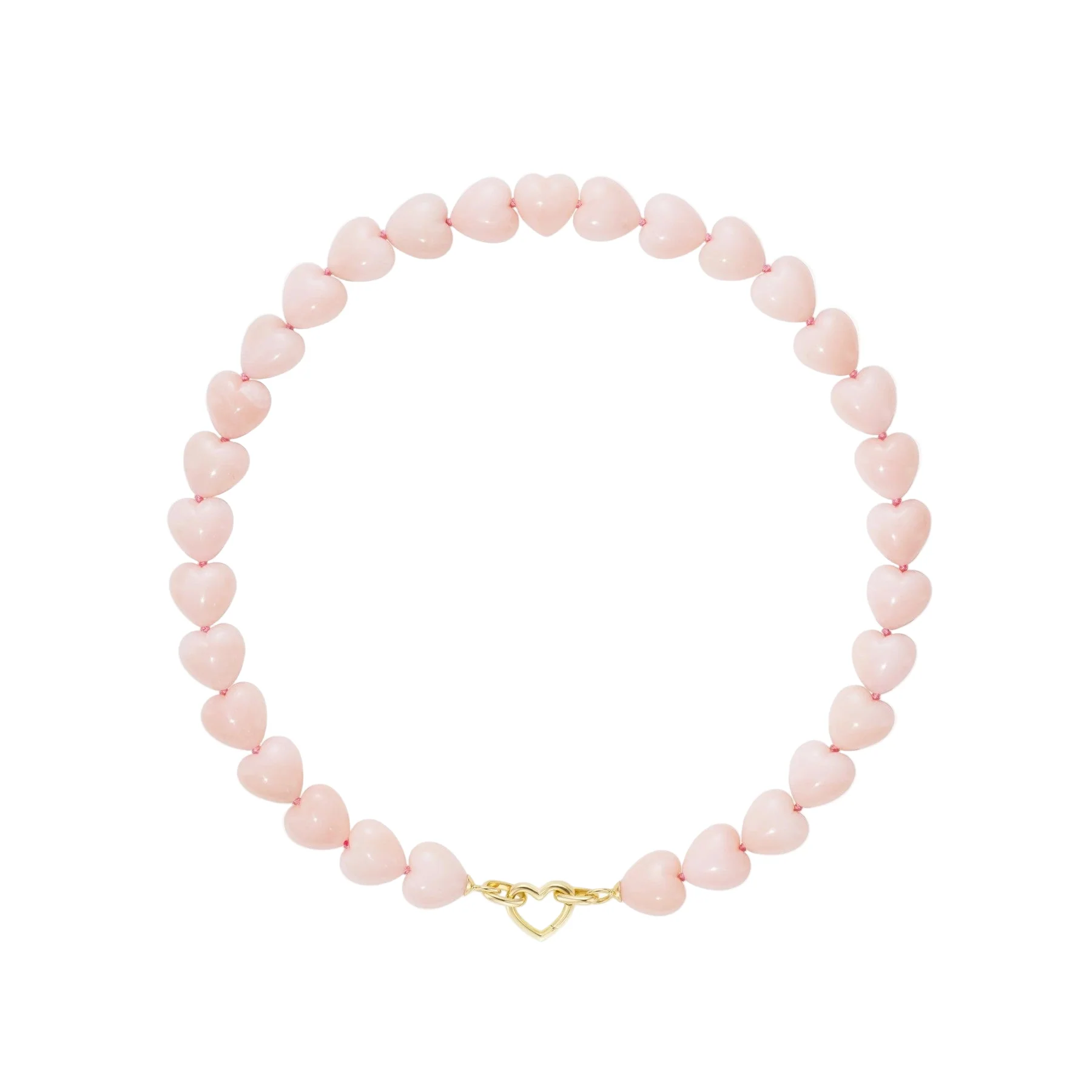 Emily P. Wheeler 18K Yellow Gold Oversized Pink Opal Heart Shaped Bead Necklace