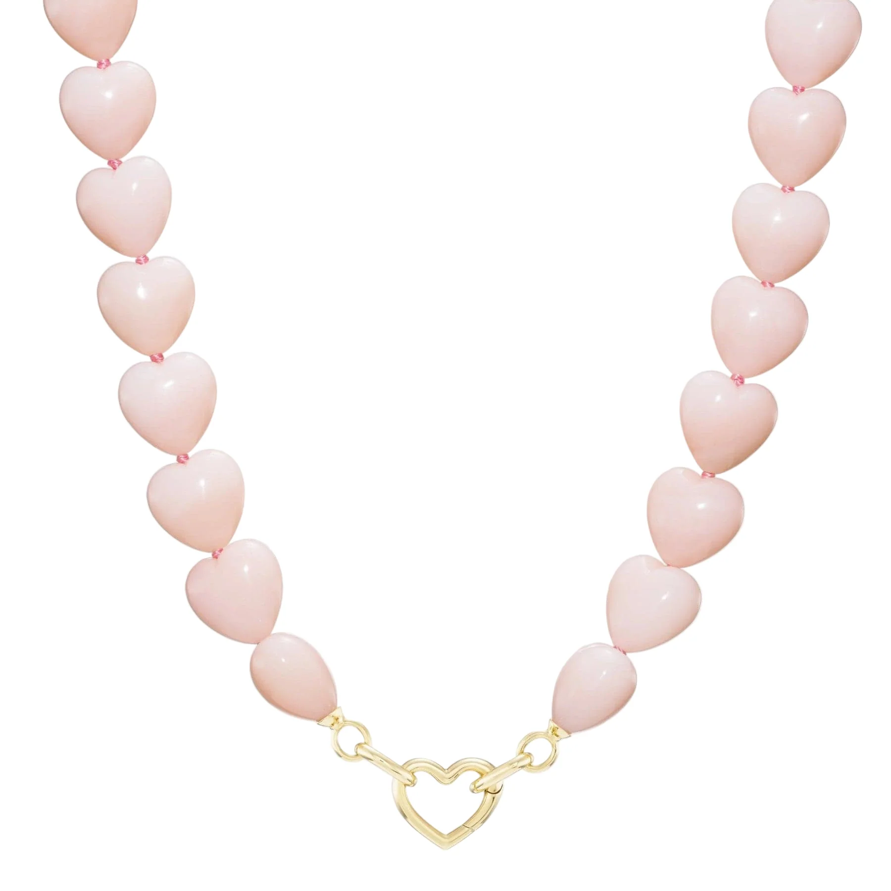 Emily P. Wheeler 18K Yellow Gold Oversized Pink Opal Heart Shaped Bead Necklace - Image 2