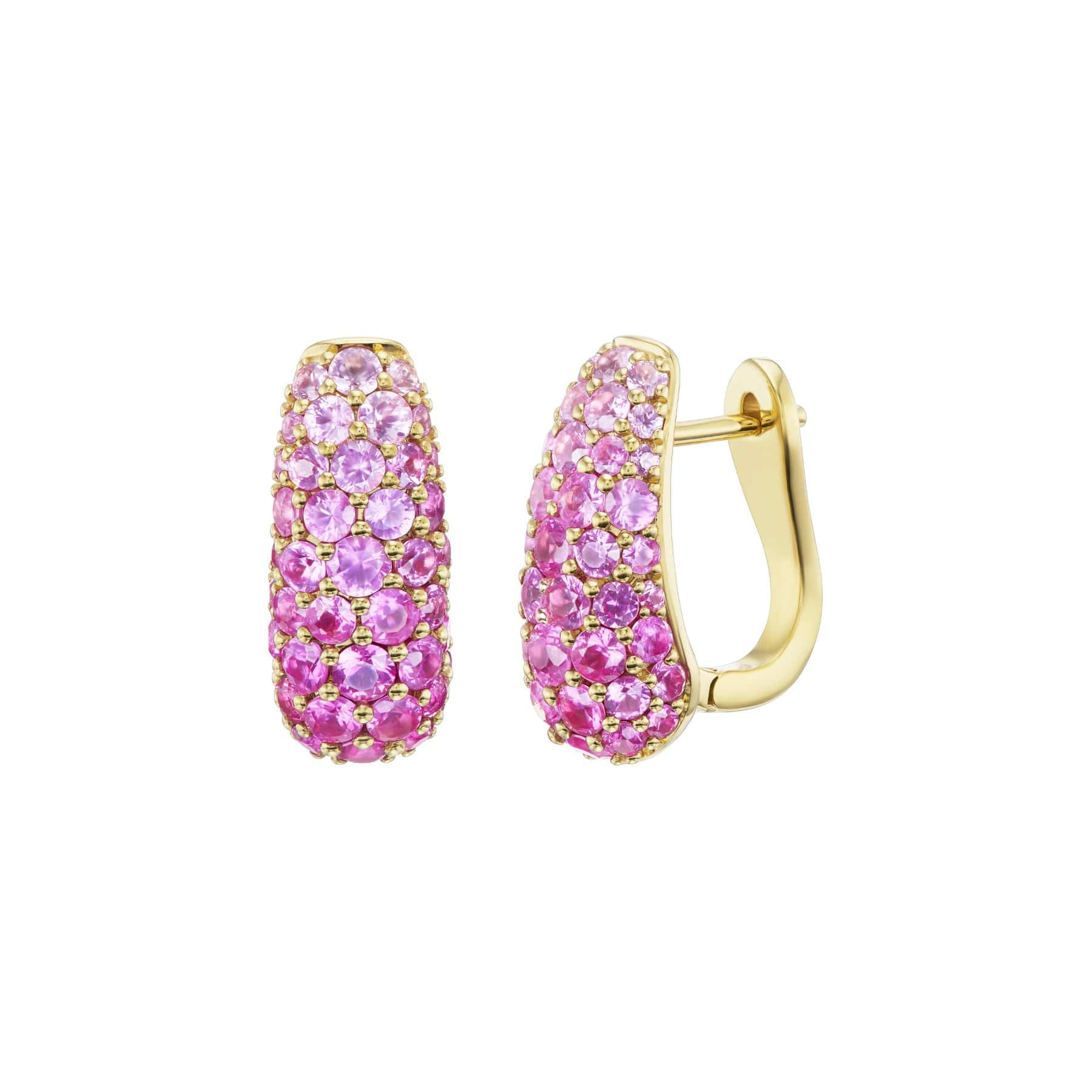 Emily P. Wheeler 18K Yellow Gold Pink Sapphire Holly Huggie Earrings
