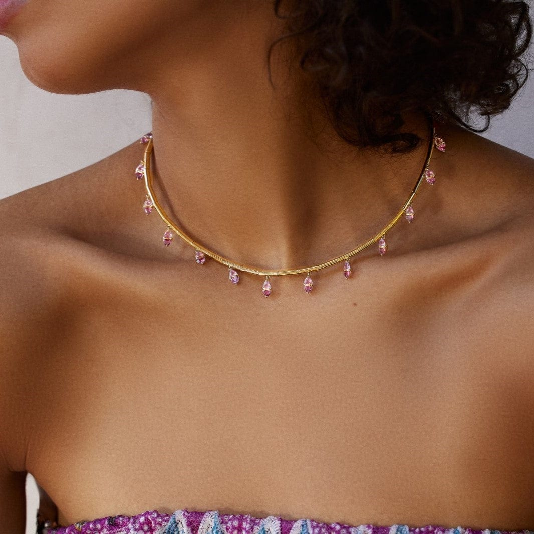 Emily P. Wheeler 18K Yellow Gold Pink Sapphire Tilly Fringe Necklace - Image 3